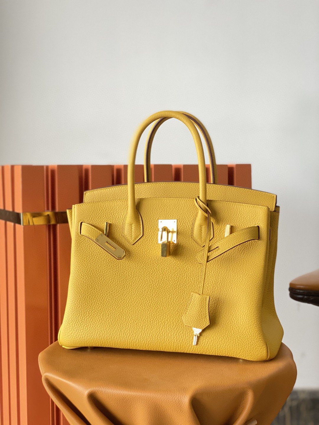 GLAMI Birkin Nata Swift Yellow For Women Gold Toned Hardware 11.8in/30cm