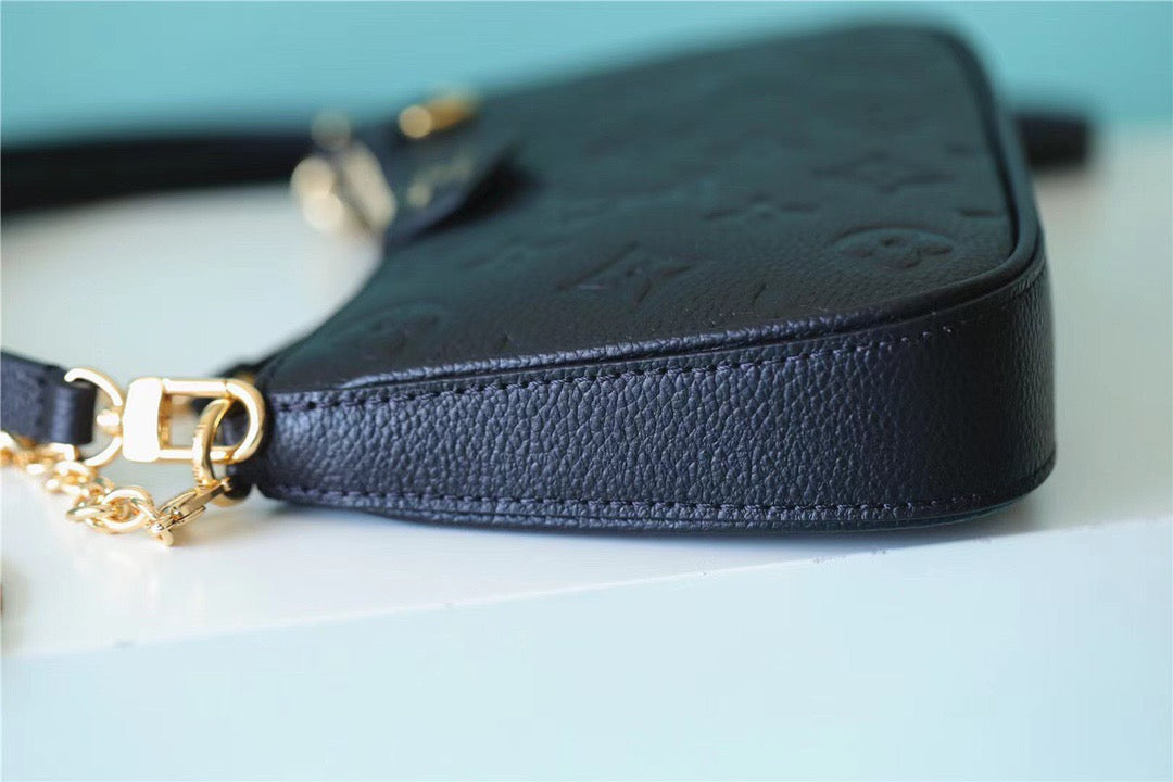 LV Easy Pouch On Strap Monogram Empreinte Black For Women, WomenÃ¢â‚¬â„¢s Handbags, Shoulder Bags And Crossbody Bags 7.5in/19cm LV M80349
