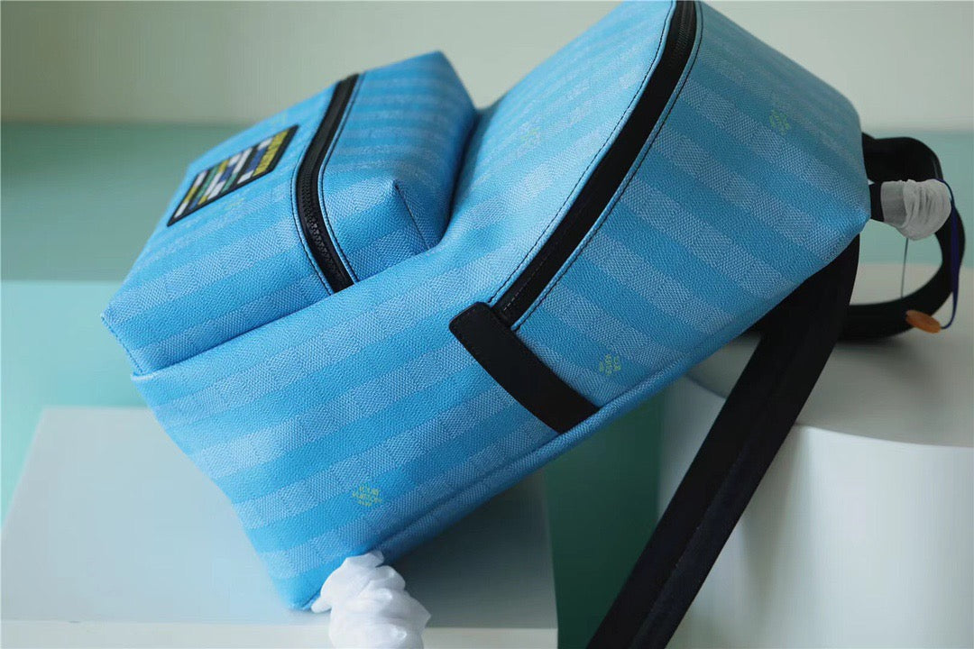 LV GLAMIscovery Backpack Damier Stripes Canvas GraGLAMIent Blue For Men, Bags 40cm LV M59913