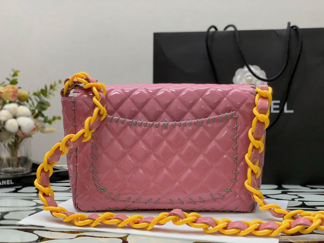 CHLVinyl Classic PiNike and Yellow Shoulder bag For Women 29cm/11.5in