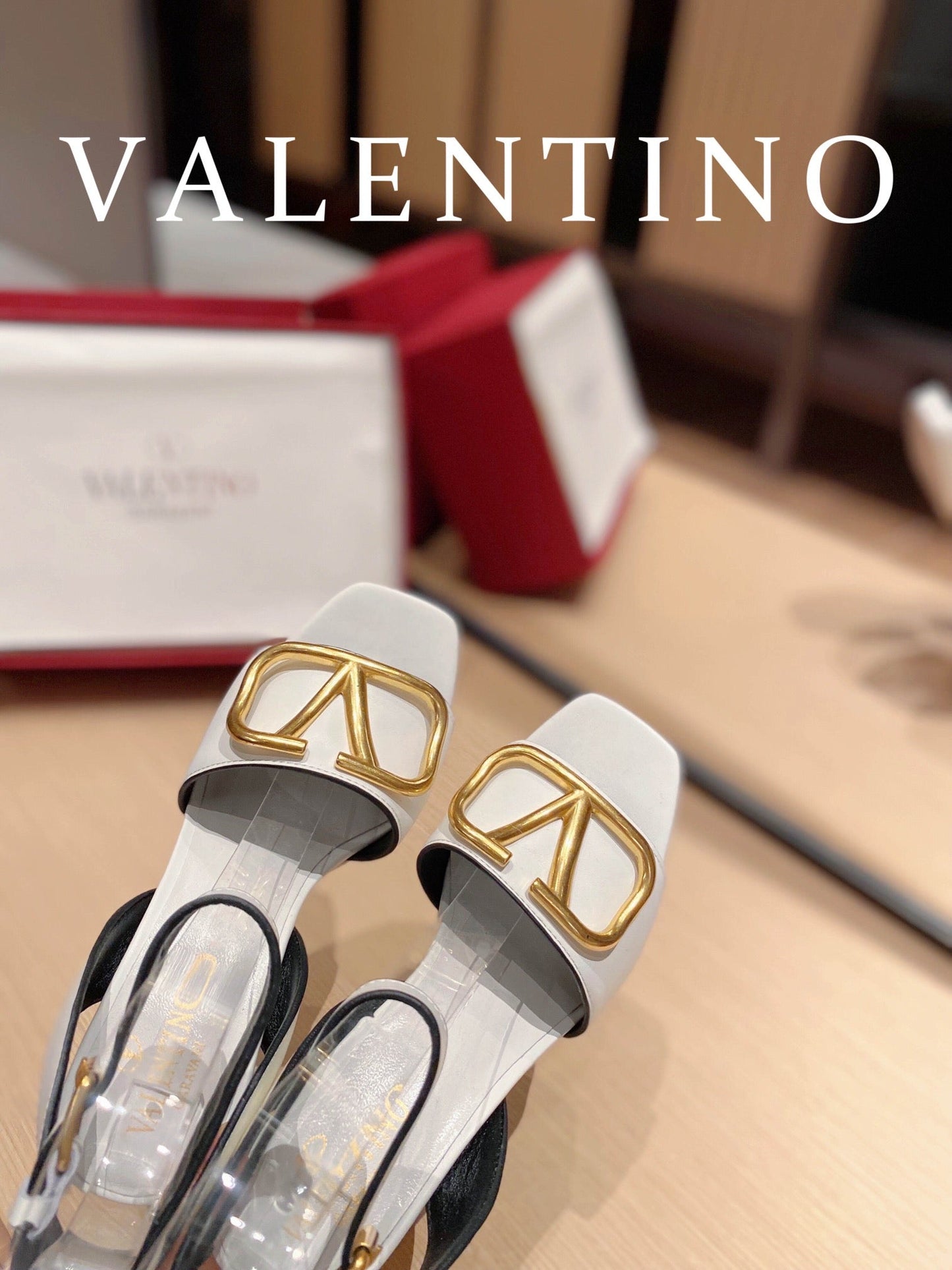 Valentino Garavani Strap Heeled Sandals With V Logo Signature EmbellisGLAMIent White For Women