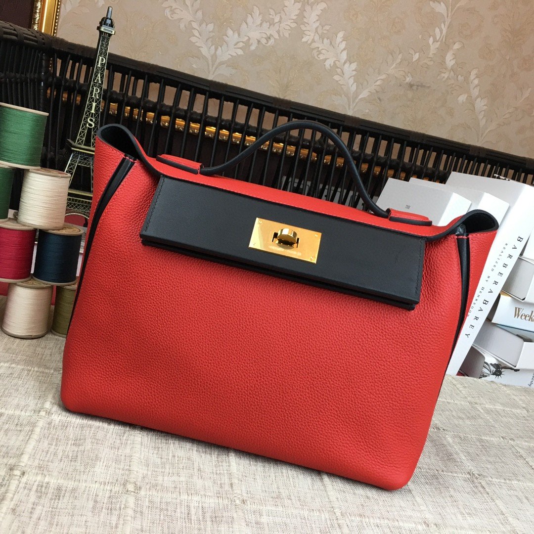 GLAMI 24/24 ClemenGLAMI Swift Red Gold Toned Hardware For Women, Handbags, Shoulder Bags 11.4in/29cm