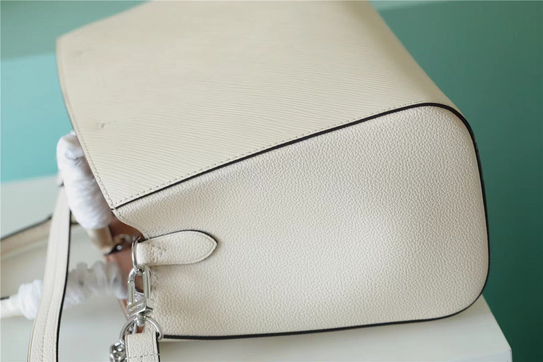 LV Marelle Tote MM Epi White For Women, WomenÃ¢â‚¬â„¢s Handbags, Shoulder And Crossbody Bags 11.8in/30cm LV