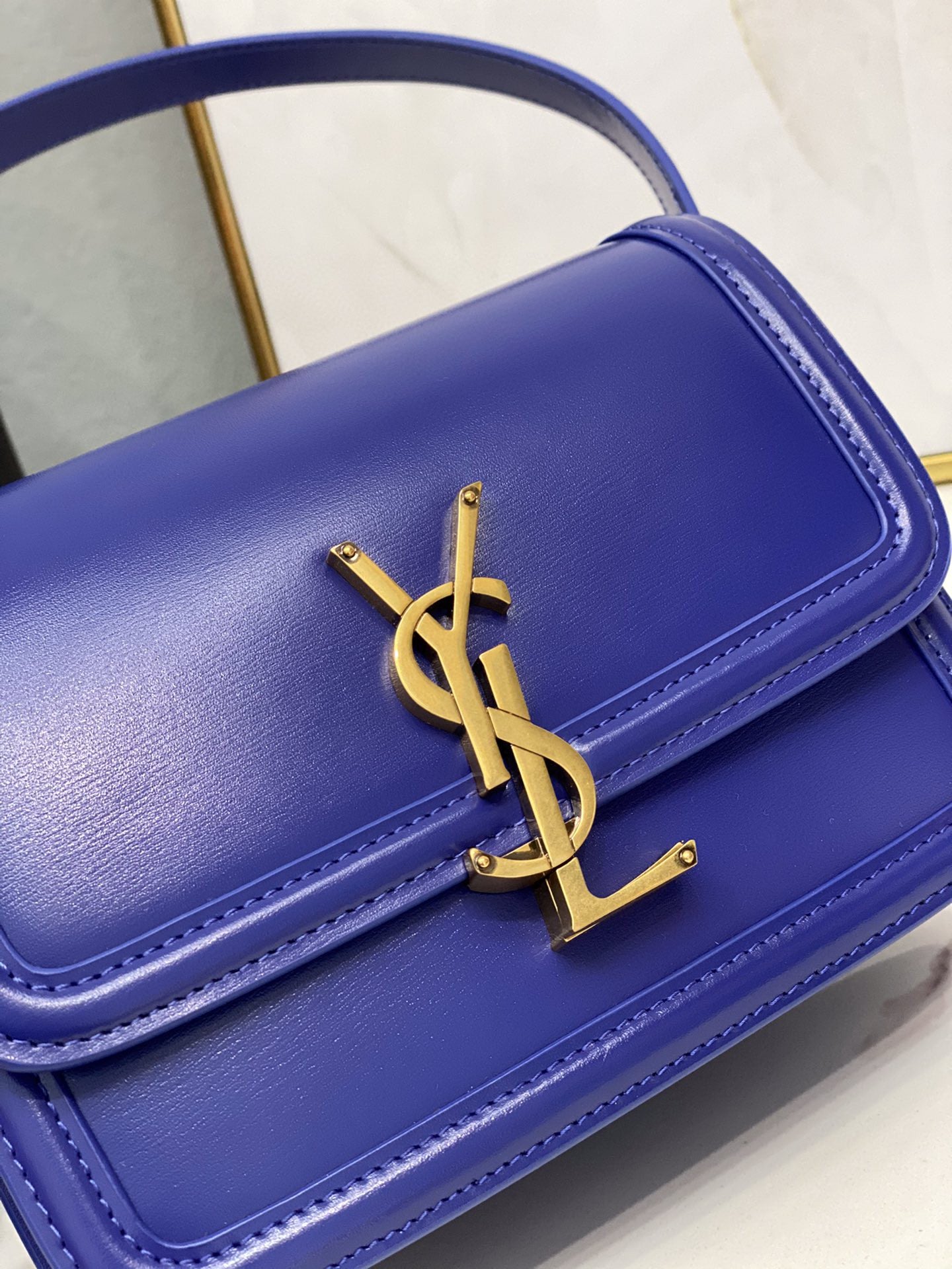 GLAMI Solferino Small Satchel In Box Navy Blue For Women Ã‚Â 7.4in/19cm YSLÃ‚Â 