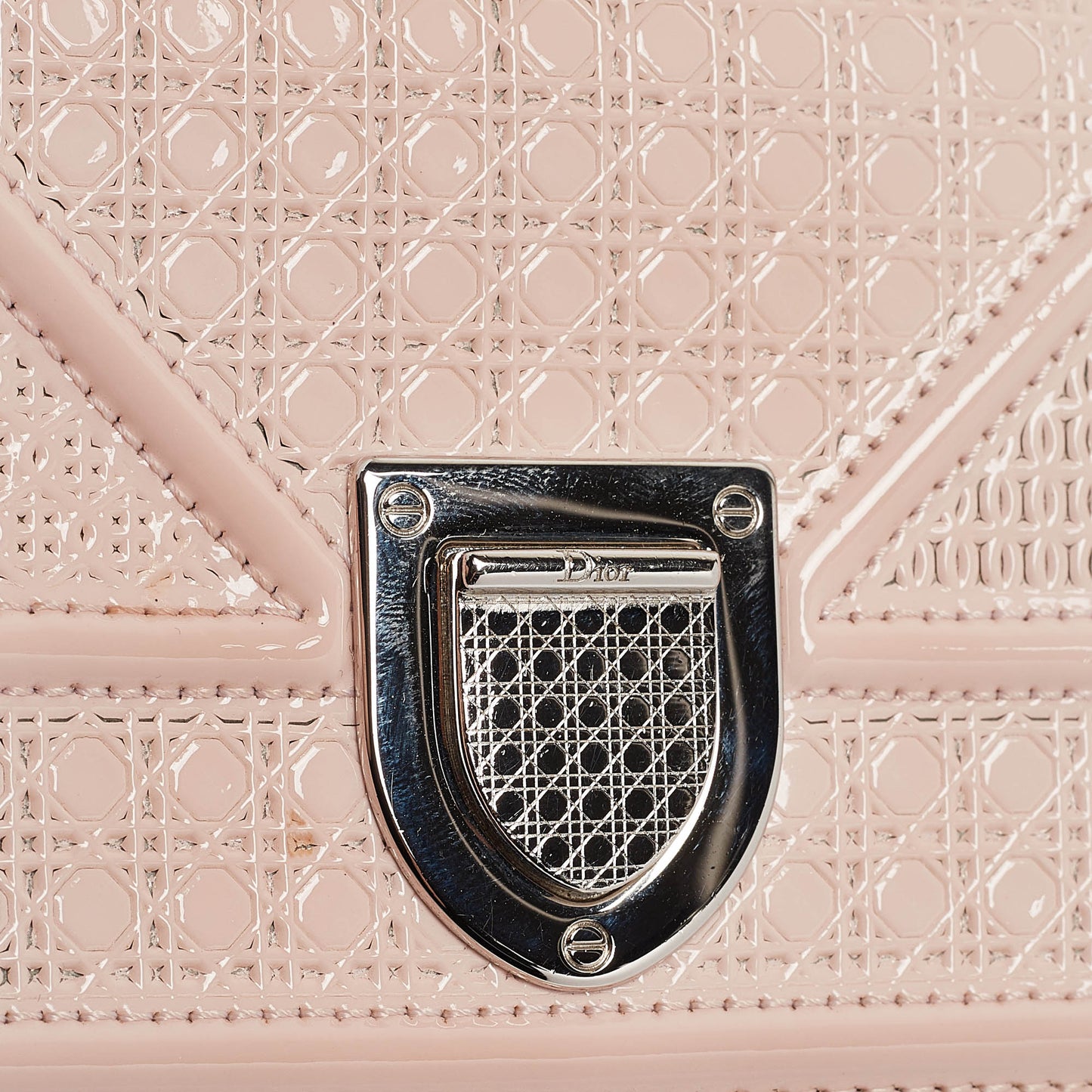 Dior Pink Micro Cannage Patent Leather Baby Diorama Chain Bag..