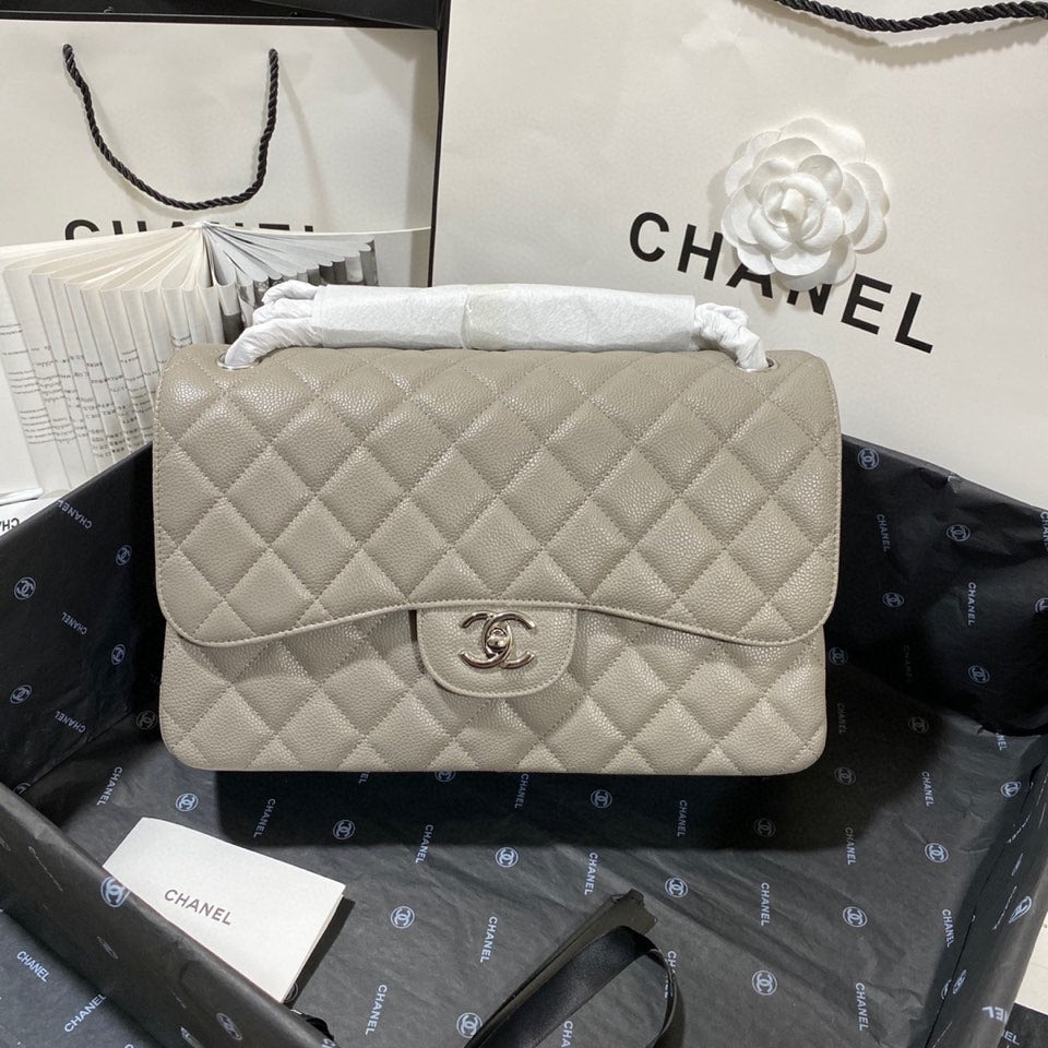 CHLLarge Classic Handbag Silver Hardware Grey For Women Handbags, Shoulder Bags 11.8in/30cm