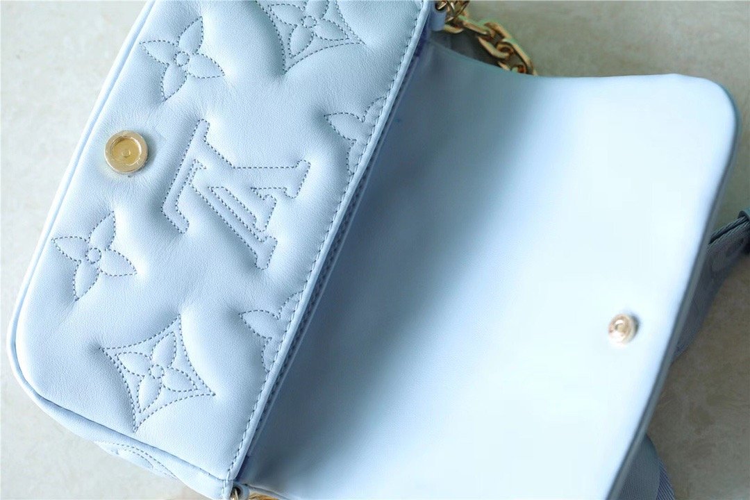 LV Wallet On Strap BuGLAMIlegram Monogram In Wallets and Small Leather Goods For Women Bleu Glacier Blue 7.9in/20cm LV M81399