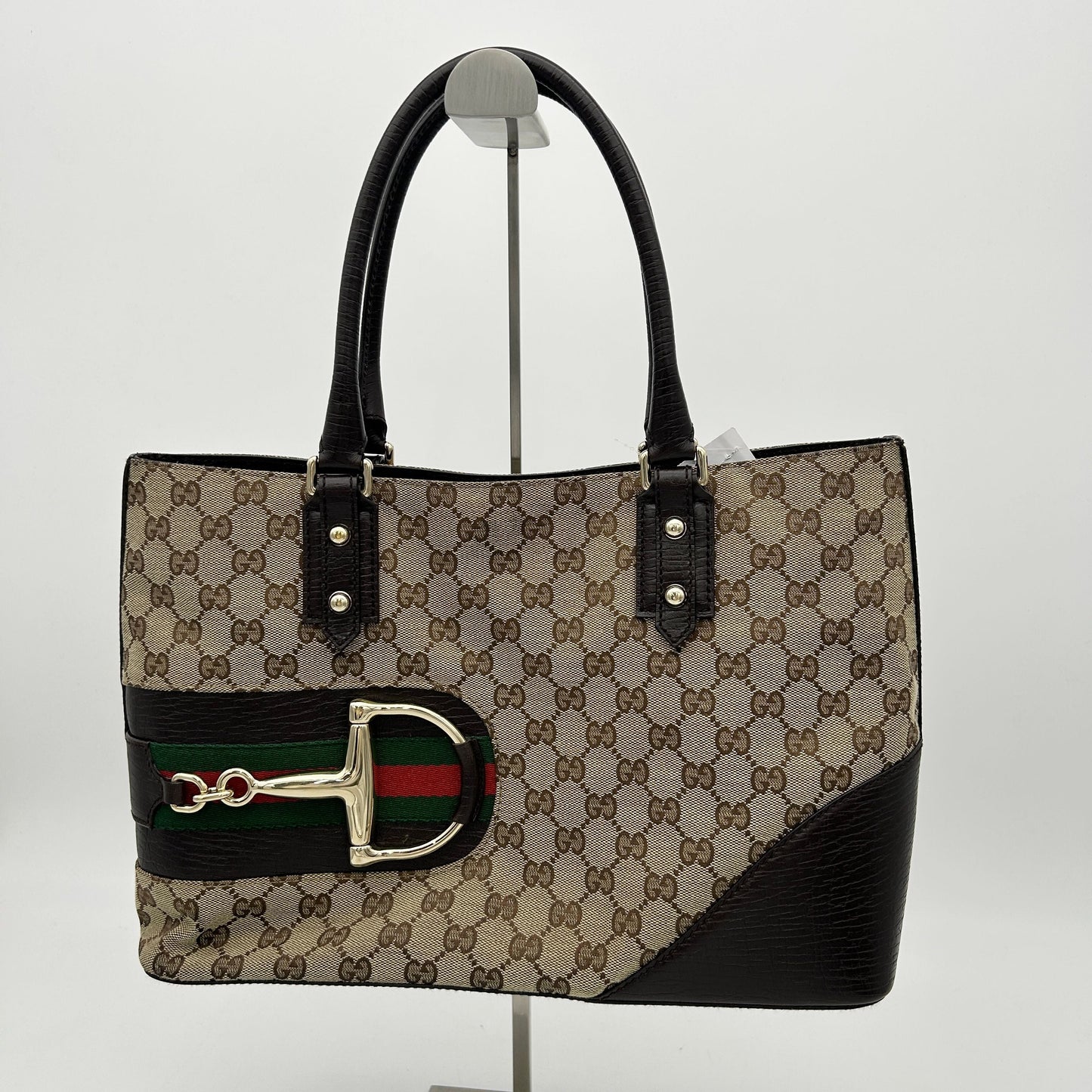 GLM-- GG Canvas Horsebit Web Tote - Brown Shoulder Bags, Handbags WD271720