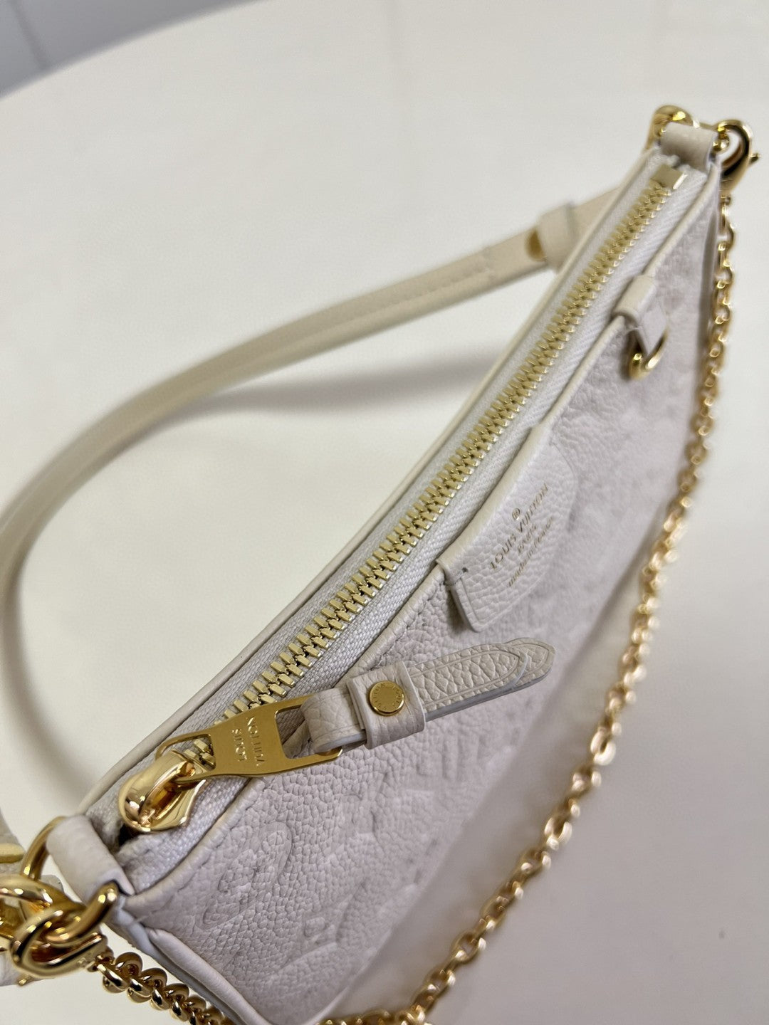 LV Easy Pouch On Strap Monogram Empreinte CrÃƒÂ¨me White For Spring, WomenÃ¢â‚¬â„¢s Handbags, Shoulder Bags 7.5in/19cm LV M81066