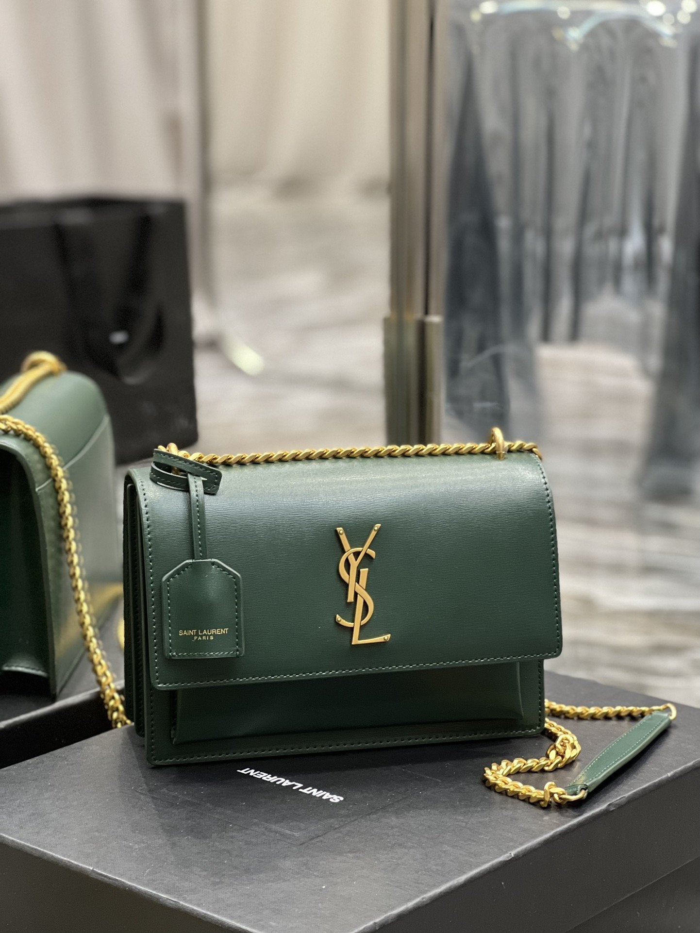GLAMI Sunset MeGLAMIum Chain Bag For Women 8.6in/22cm Green YSL