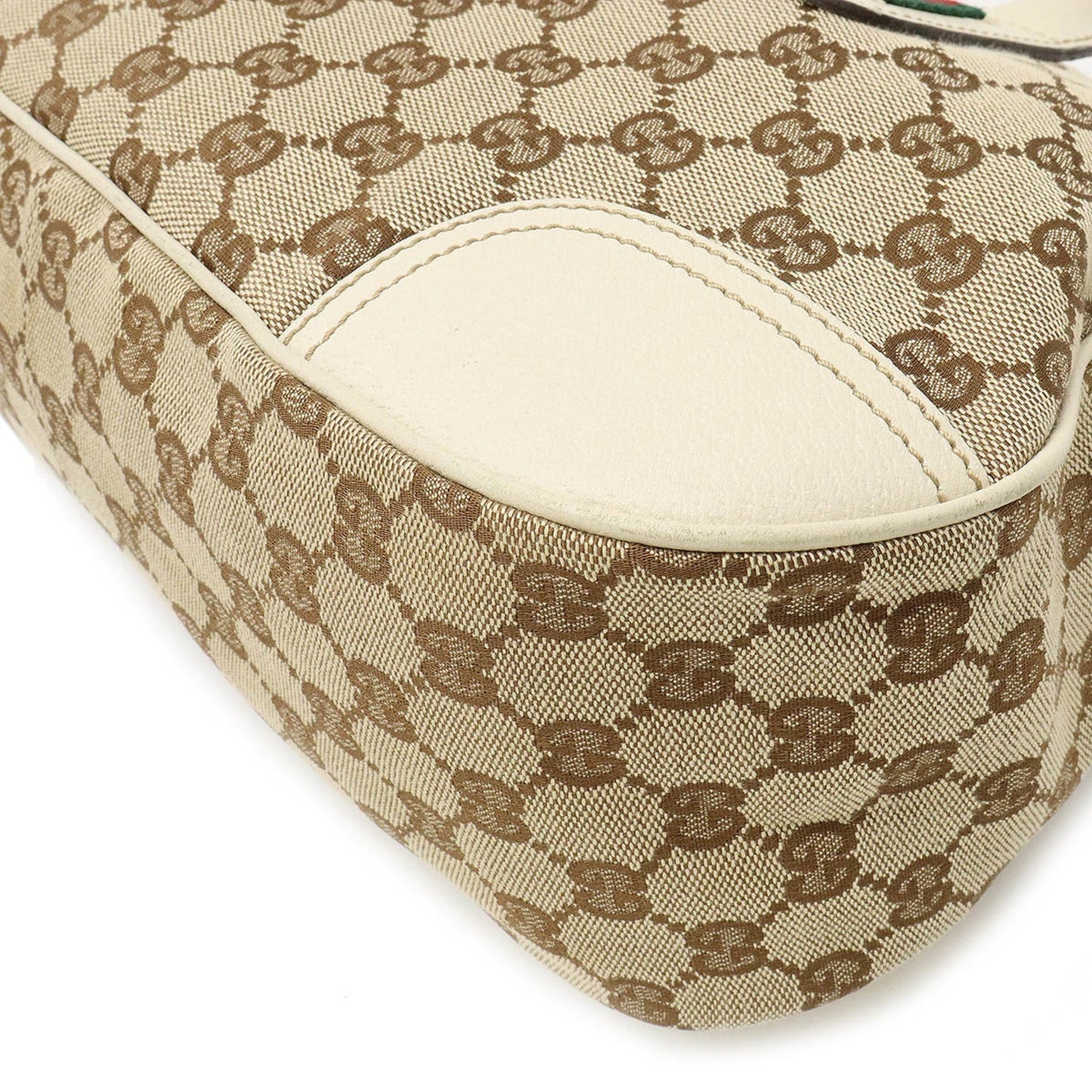 GUCCI GG Canvas Princey Sherry Line Handbag Shoulder Bag Leather Beige Ivory
