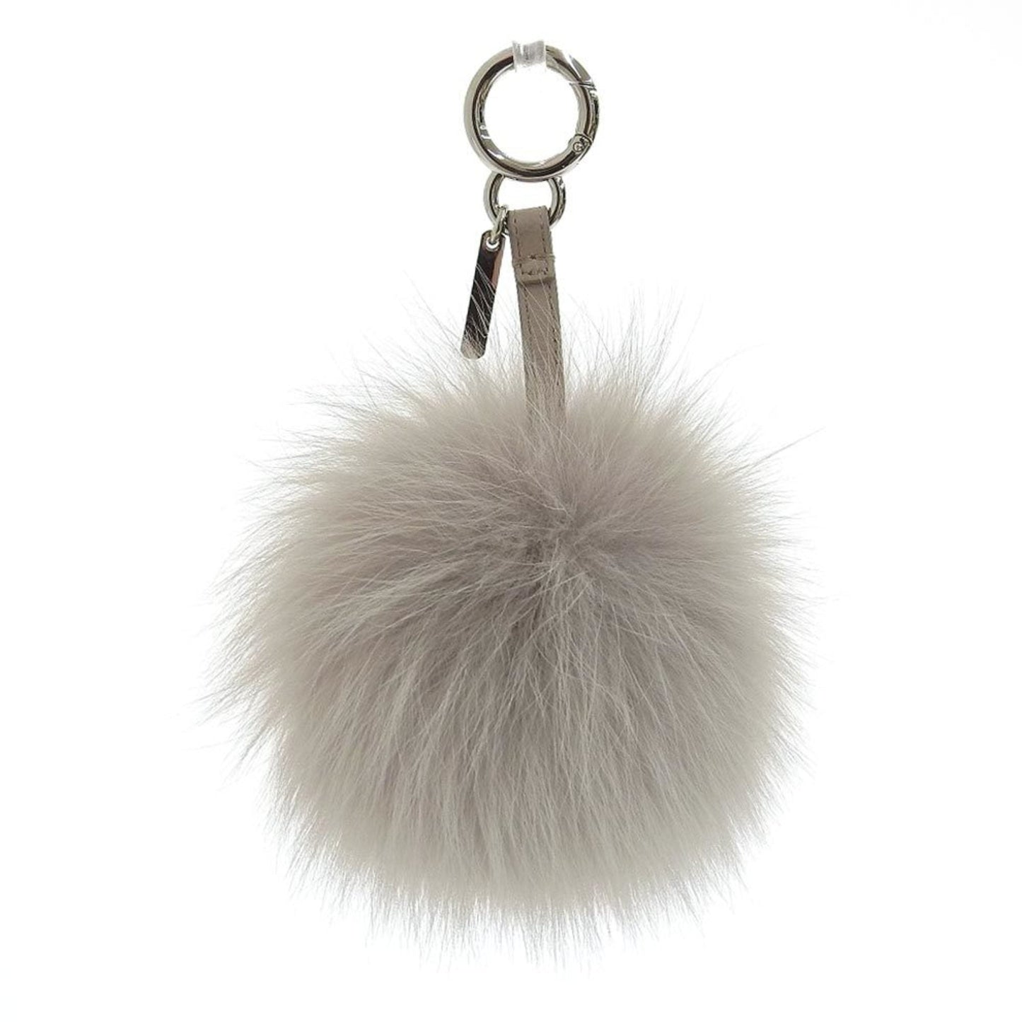 FENDI Charm Pom Keychain Fur Gray
