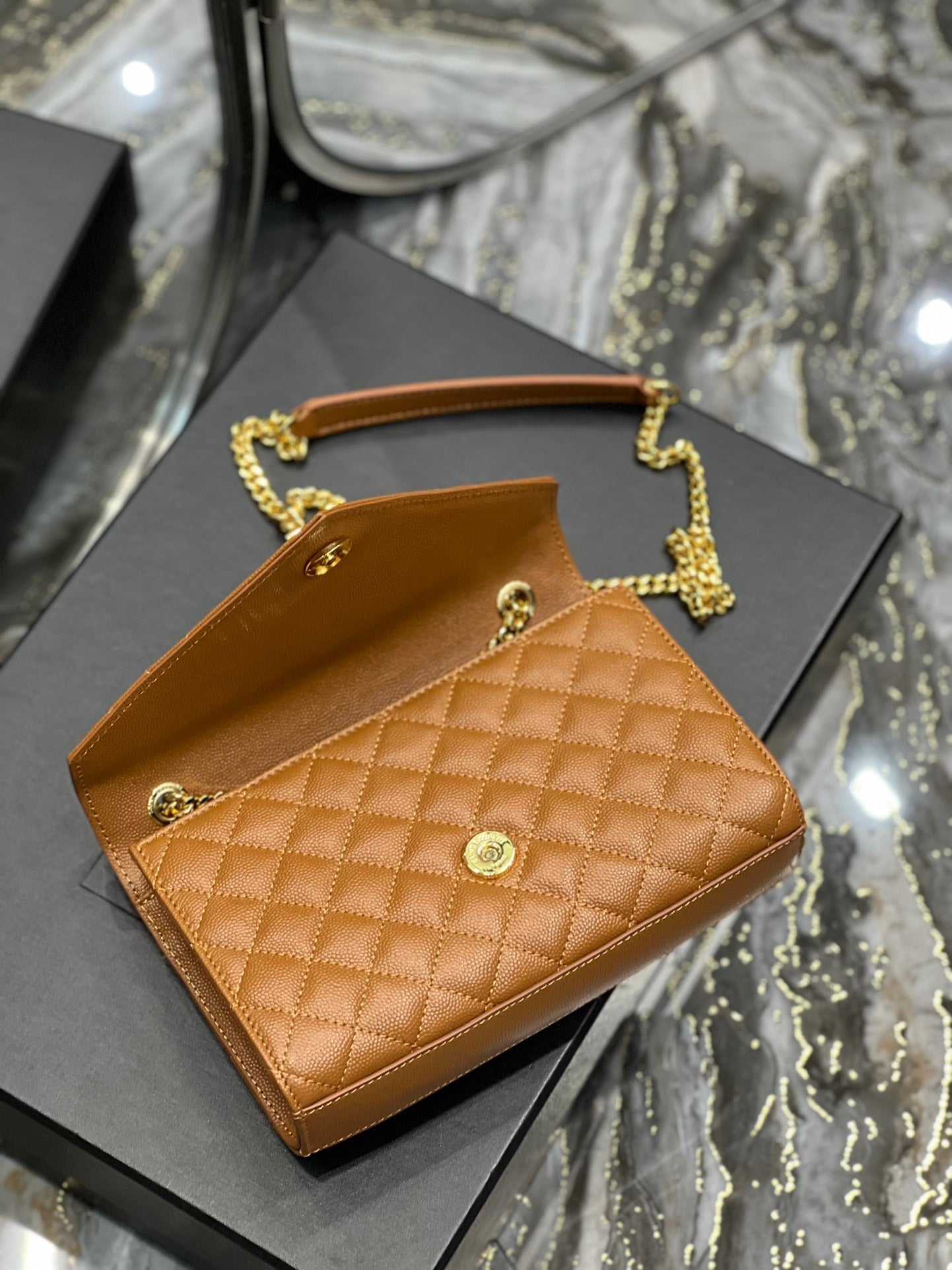 GLAMI Small Bag Dark Natural In Mix Matelasse For Women 8.2in/21cm YSL 600195BOW919207