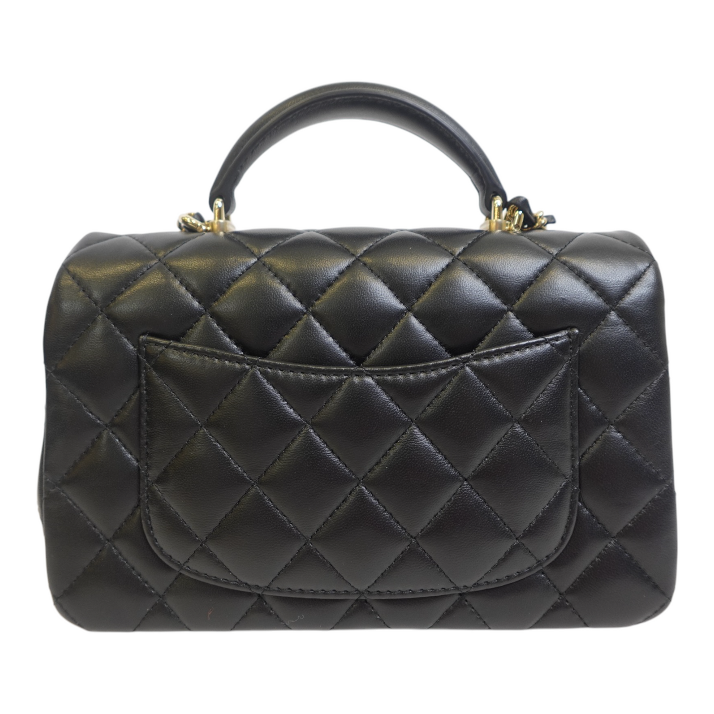 GLM-Lambskin Pearl Crystal Mini GLM- Lion Charm Top Handle Rectangular Flap