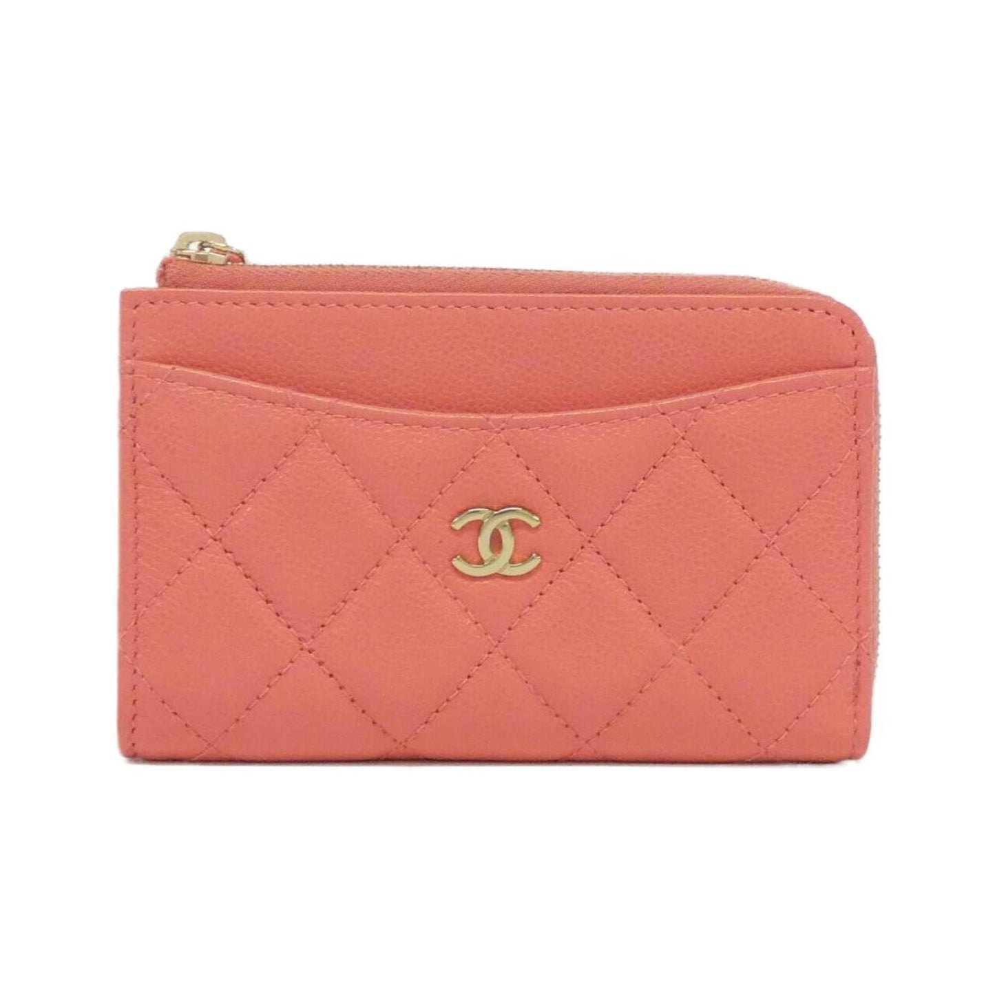 Chanel Leather Zip Around Wallet with Box and Dust Bag