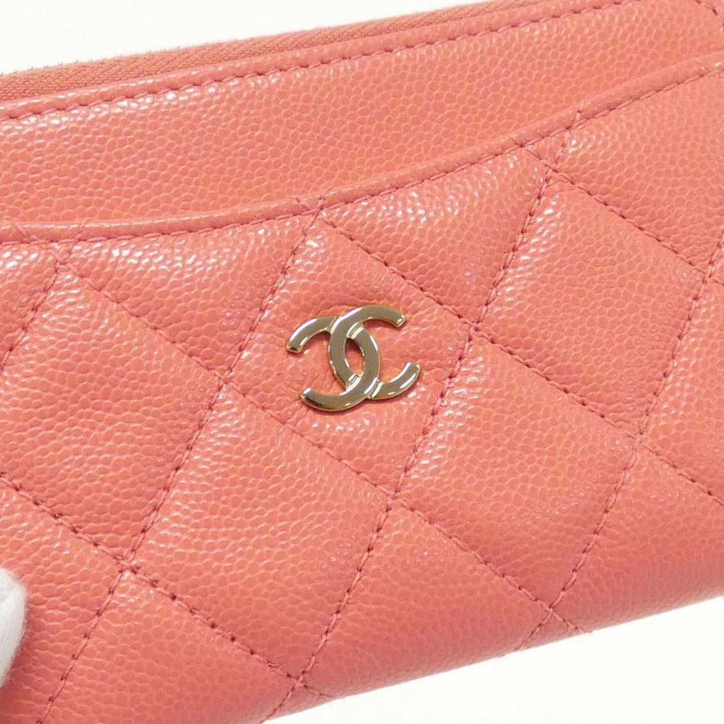 Chanel Leather Zip Around Wallet with Box and Dust Bag