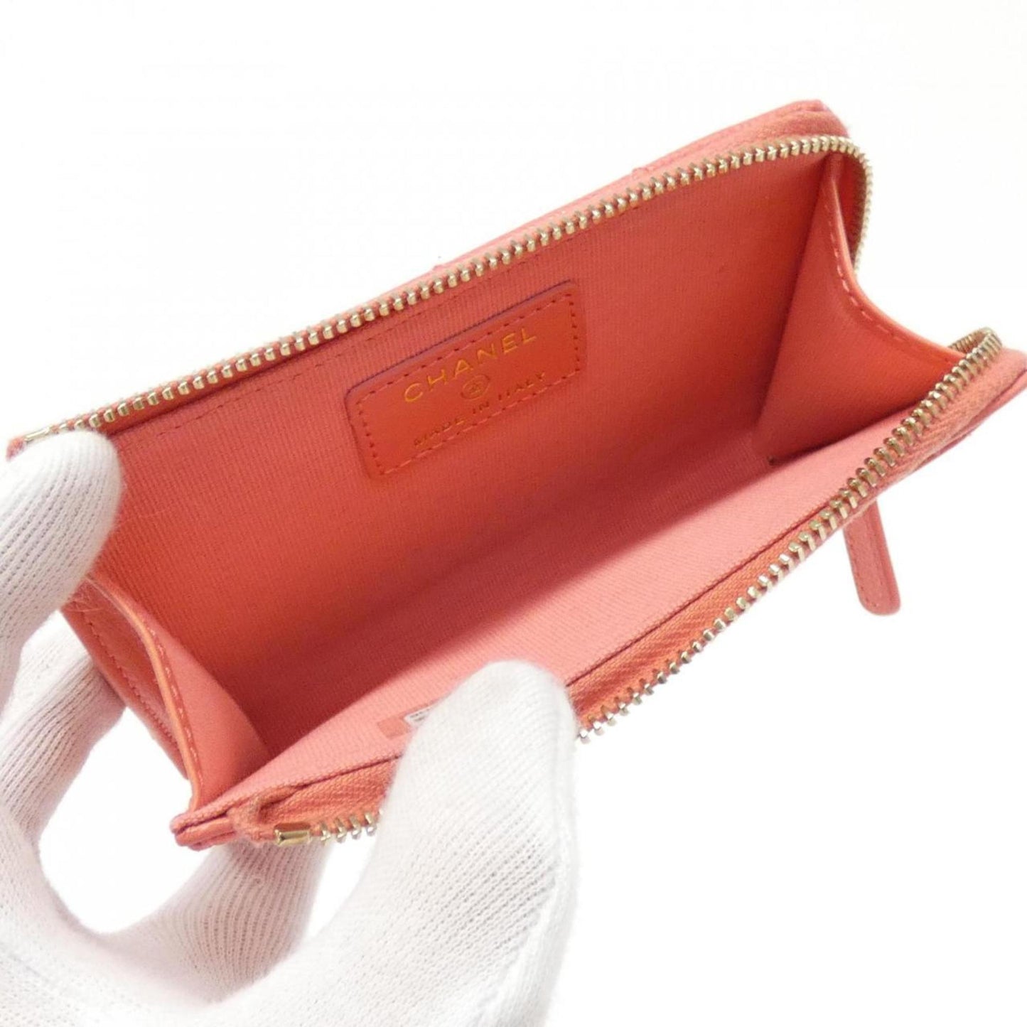 Chanel Leather Zip Around Wallet with Box and Dust Bag