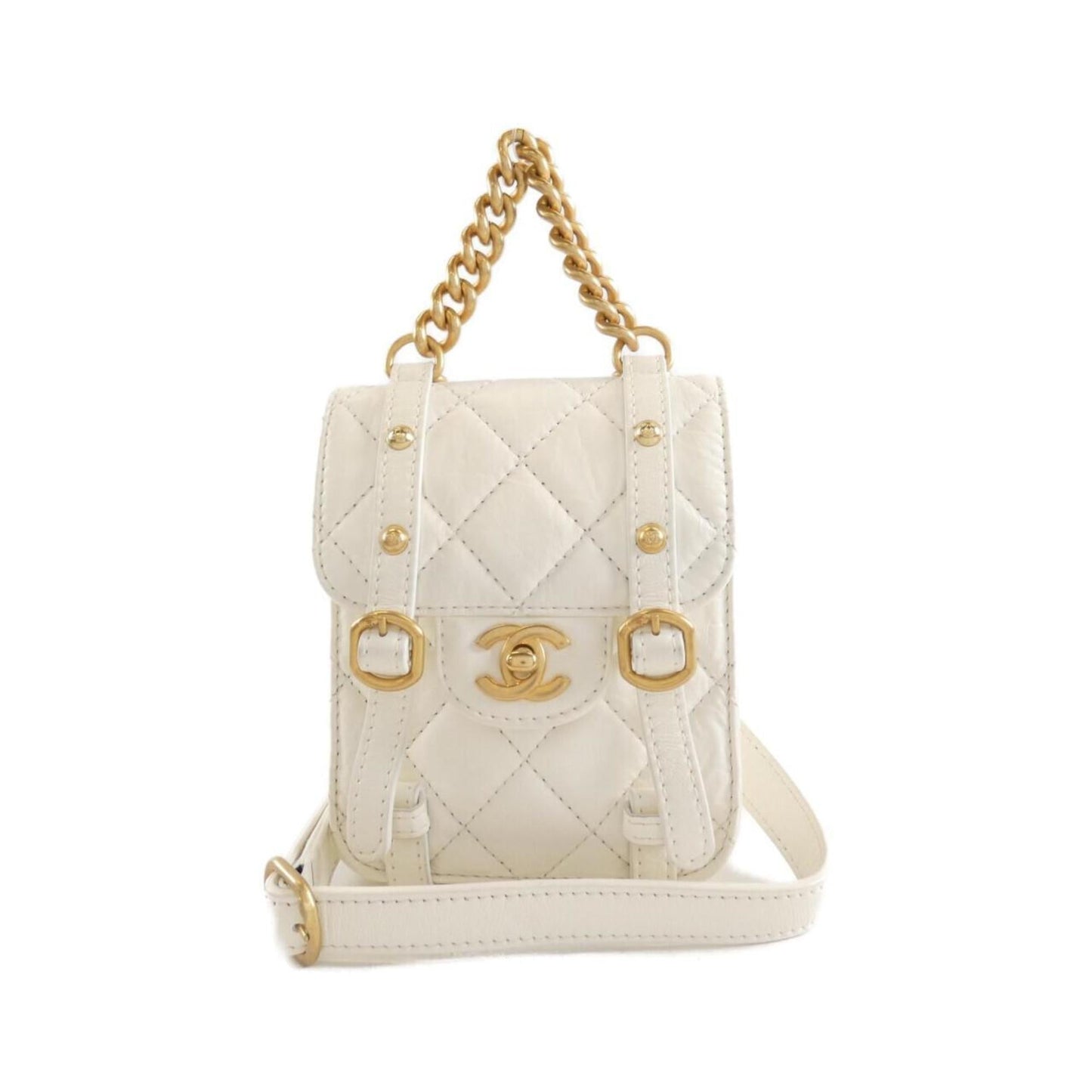 Chanel Mini Flap Leather Bag with Metal Fittings and Handle