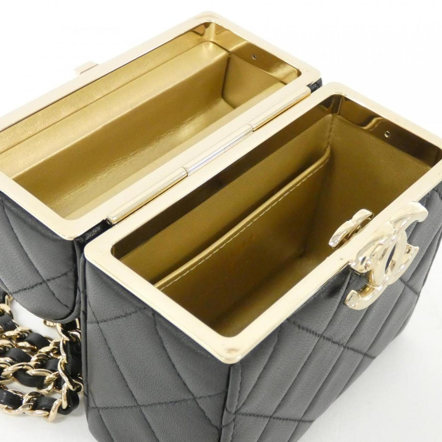 Chanel Leather Vanity Bag with Dust Bag  Card and Mirror