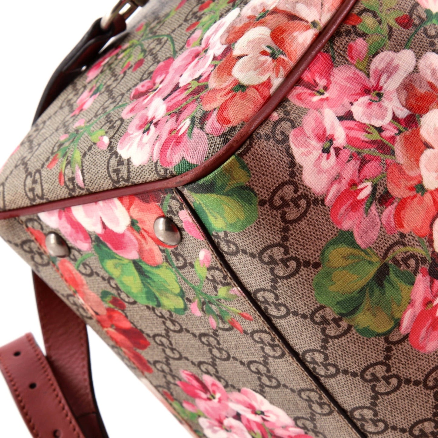 Convertible Boston Bag Blooms Print GG Coated Canvas Medium