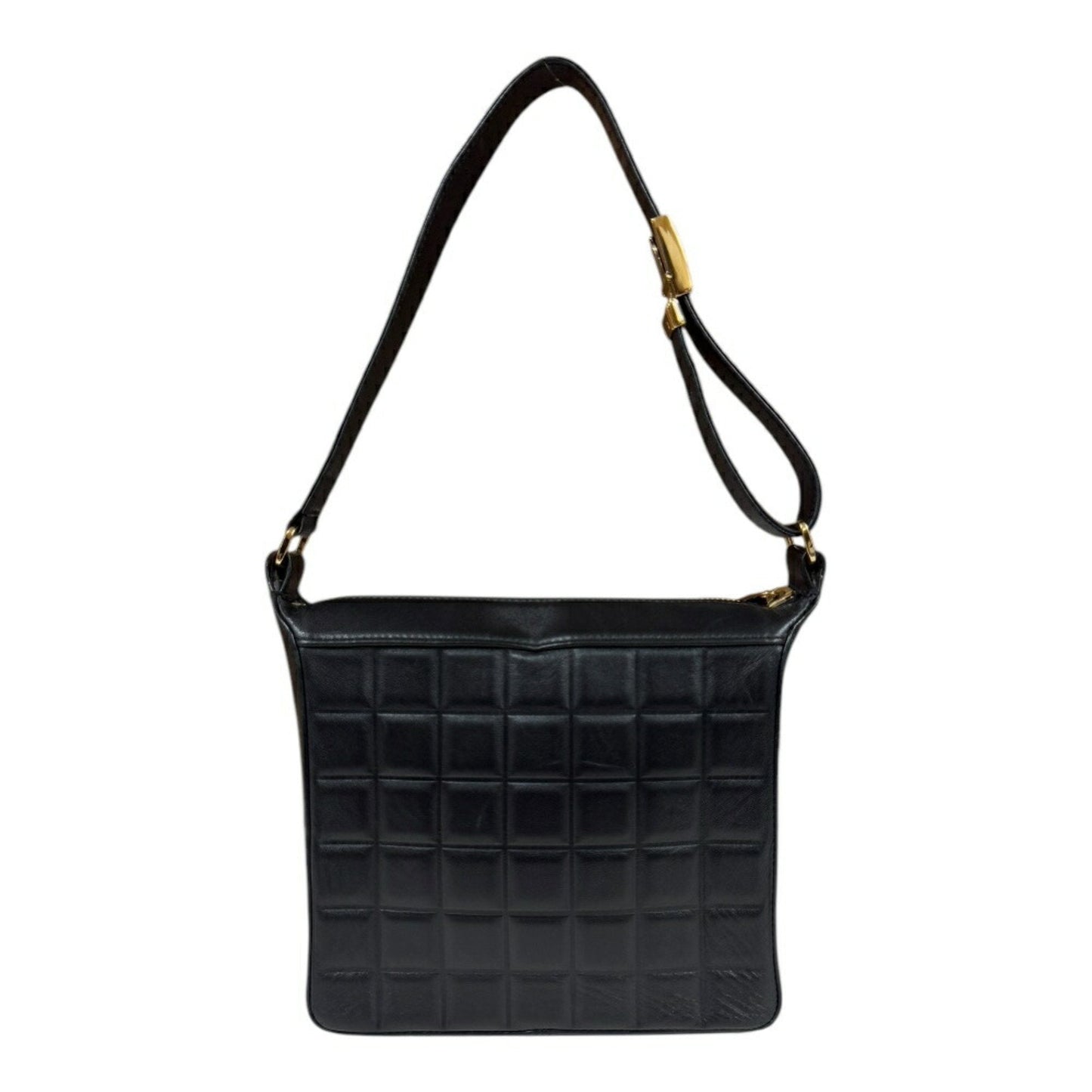 Chanel Leather Chocolate Bar Handbag with Minimal Scratches and Sleek Design