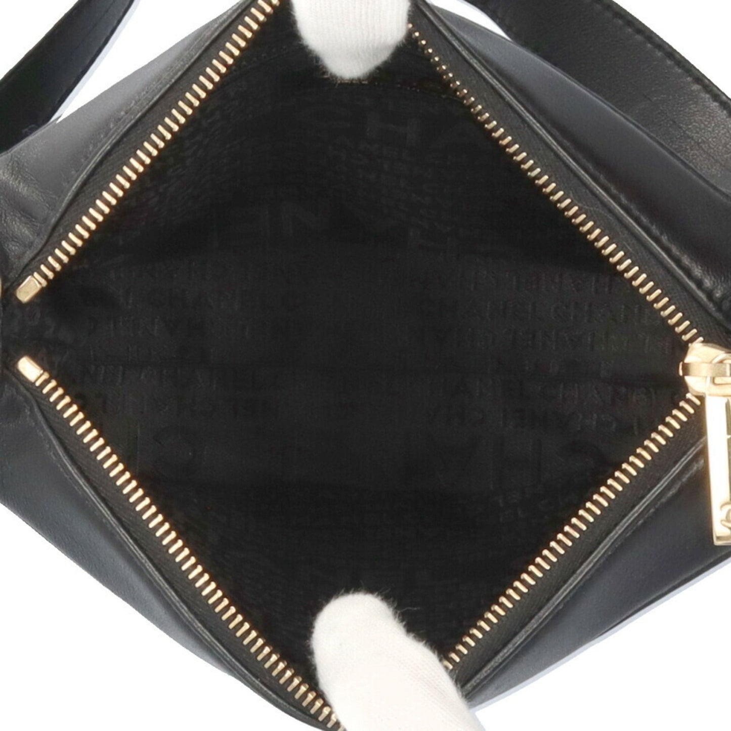 Chanel Leather Chocolate Bar Handbag with Minimal Scratches and Sleek Design