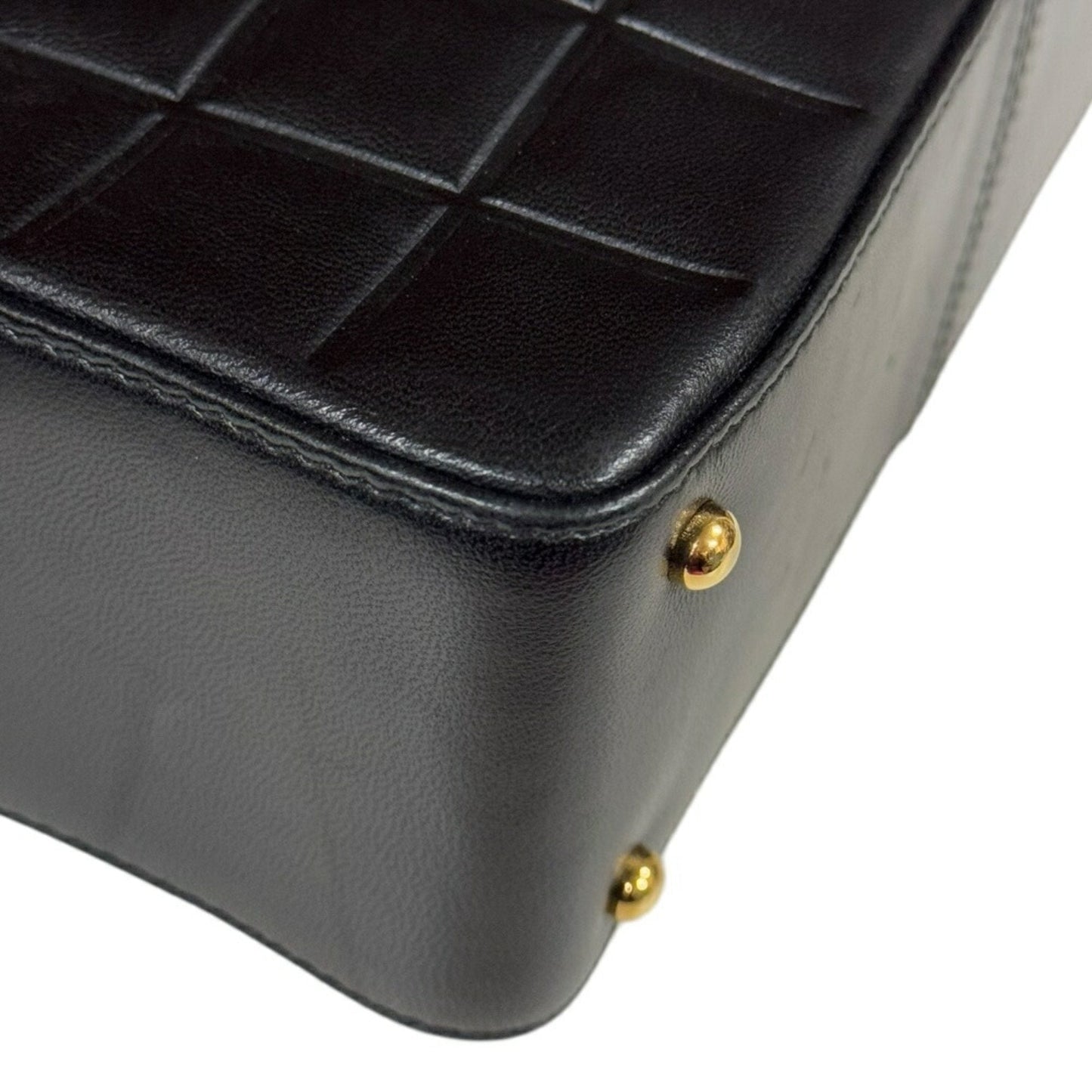 Chanel Leather Chocolate Bar Handbag with Minimal Scratches and Sleek Design