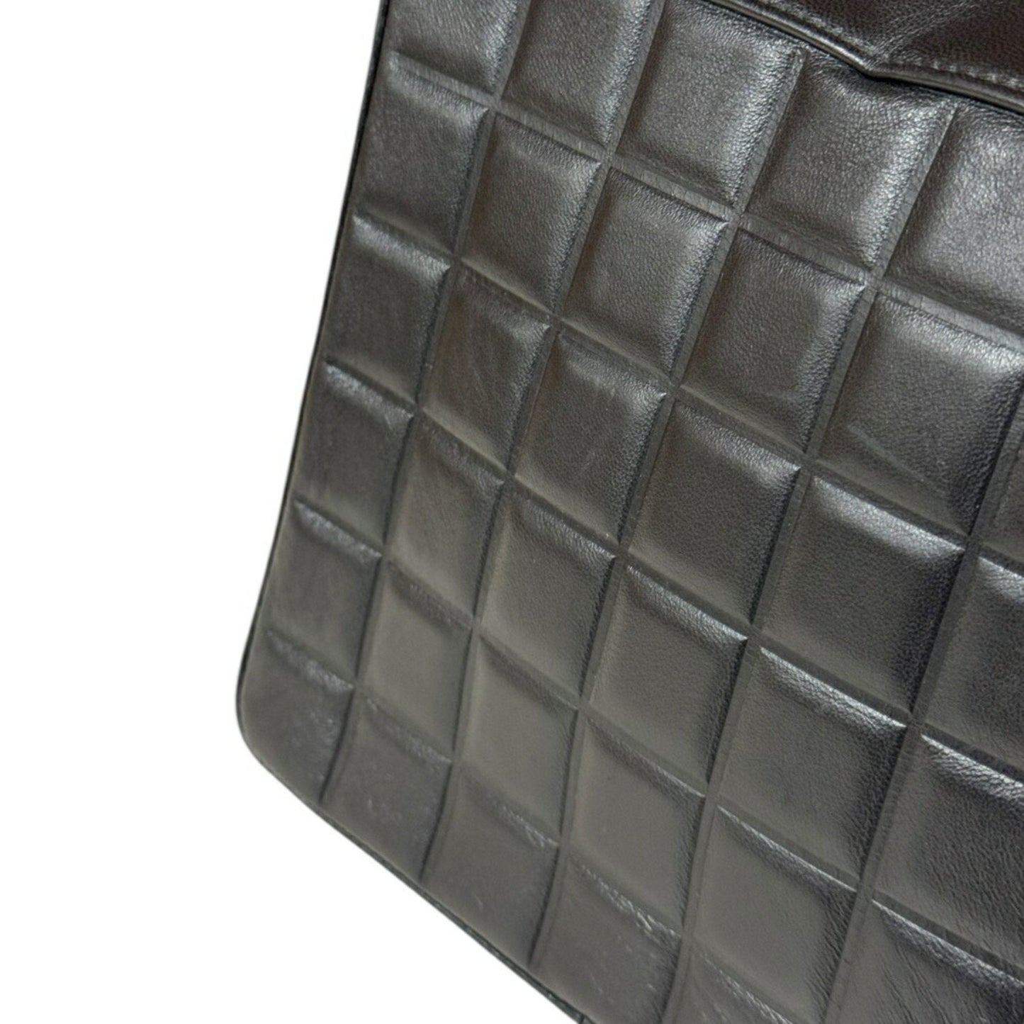 Chanel Leather Chocolate Bar Handbag with Minimal Scratches and Sleek Design