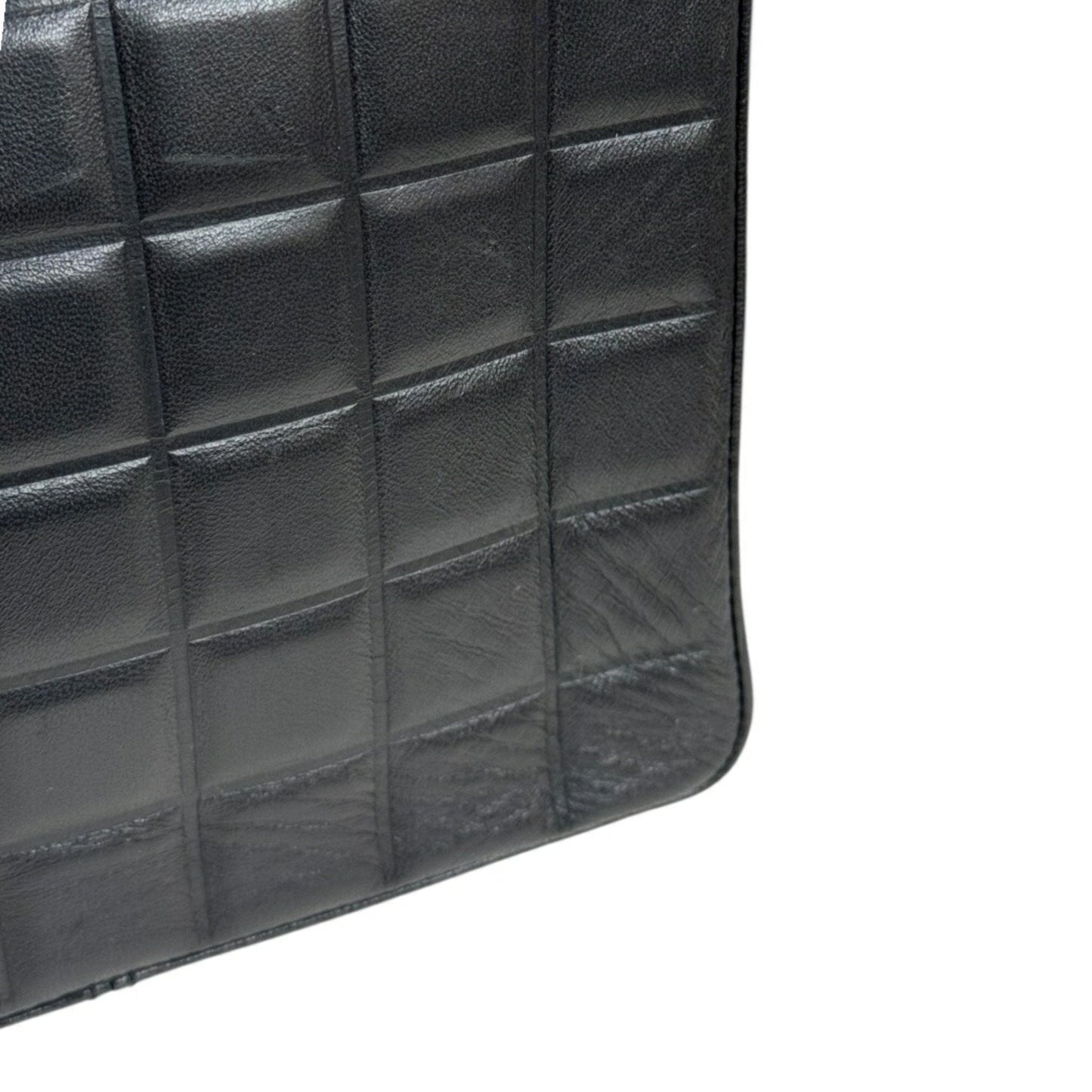 Chanel Leather Chocolate Bar Handbag with Minimal Scratches and Sleek Design
