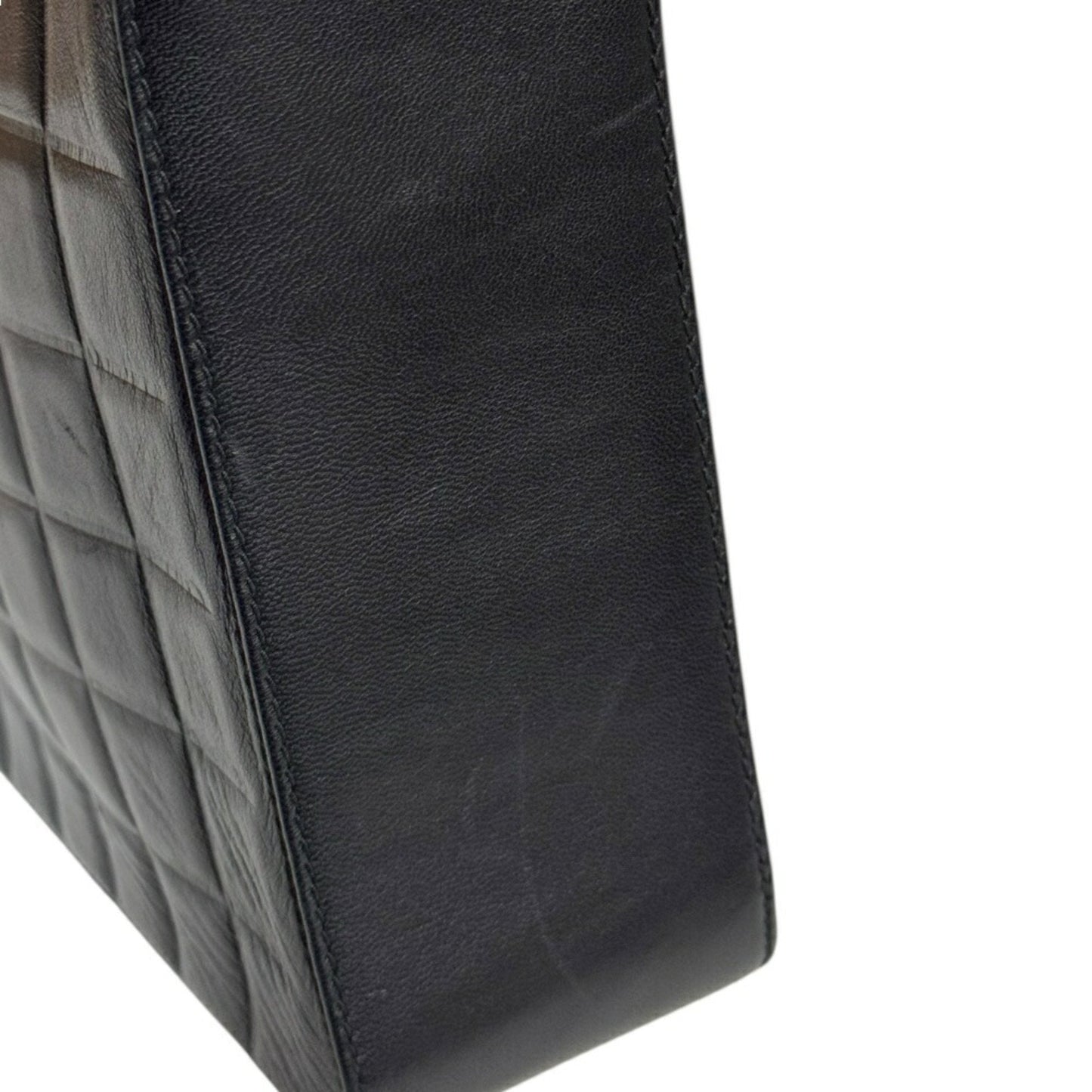 Chanel Leather Chocolate Bar Handbag with Minimal Scratches and Sleek Design