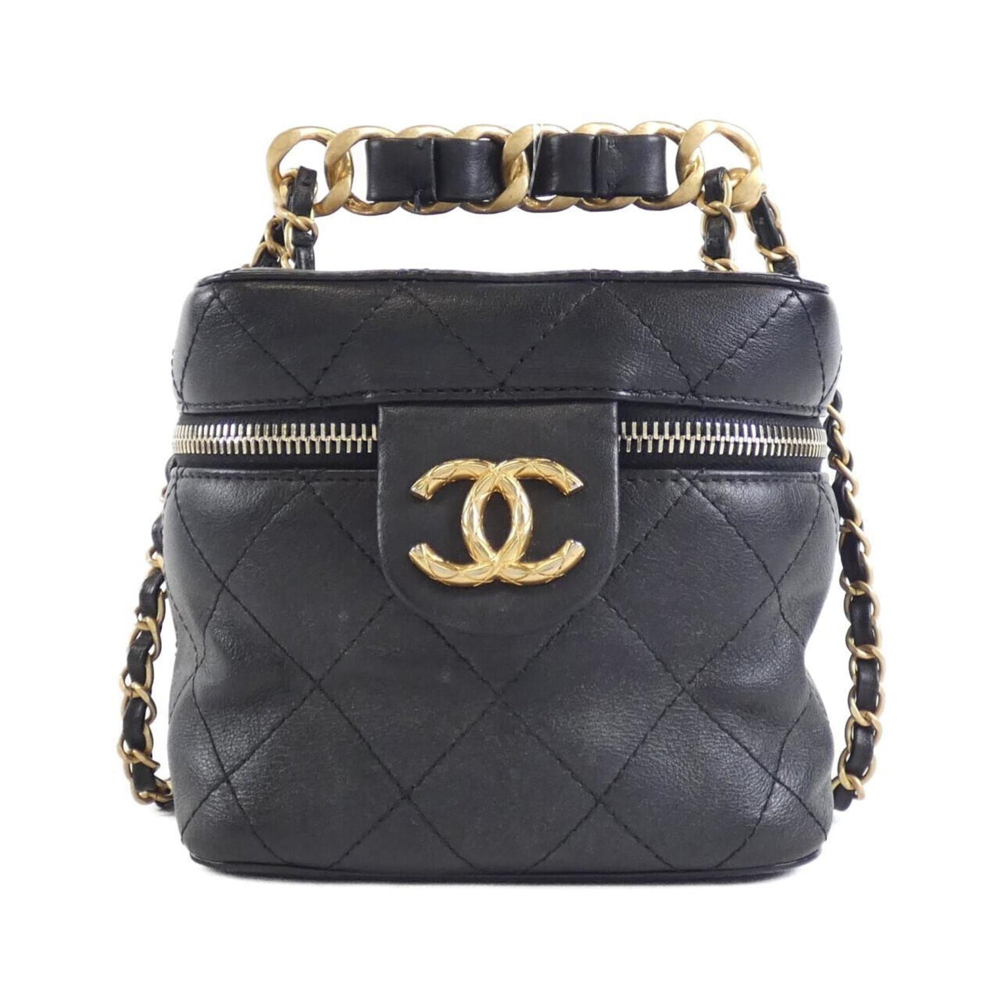Chanel Leather Vanity Bag with Dust Bag and Mirror