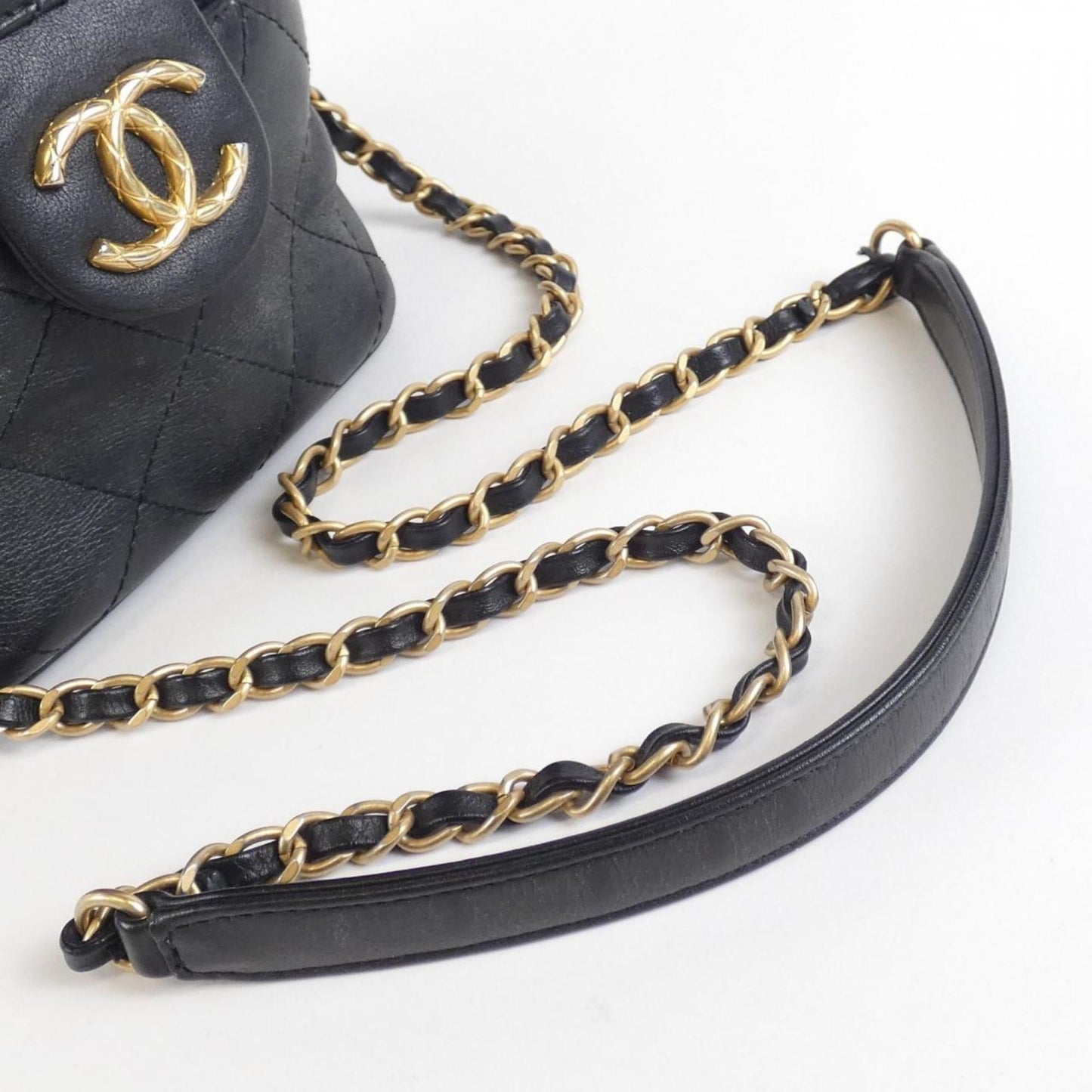 Chanel Leather Vanity Bag with Dust Bag and Mirror