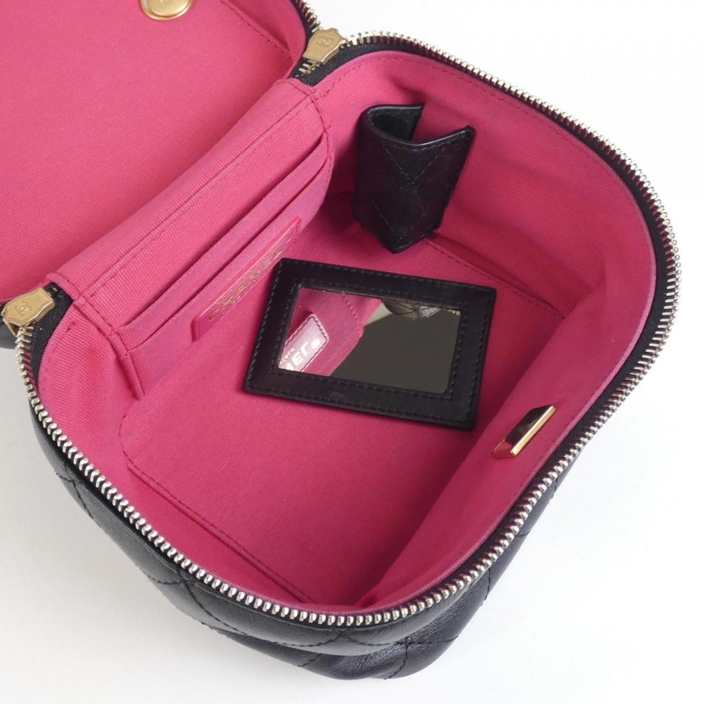 Chanel Leather Vanity Bag with Dust Bag and Mirror