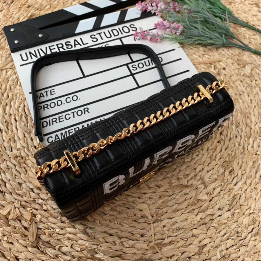GLAMI Horseferry Print Quilted Small Lola Bag Monogram Black For Women, Bags 9in/23cm
