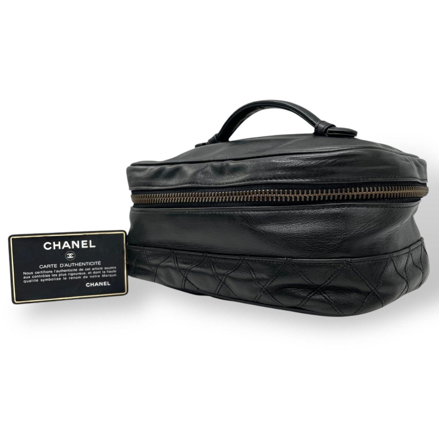 Chanel Leather Vanity Bag with  Card and Italian Craftsmanship