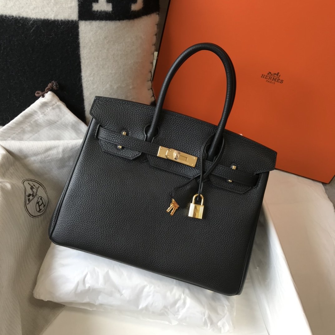 GLAMI Birkin Black Togo Gold Hardware Bag For Women, Handbags, Shoulder Bags 30cm/12in