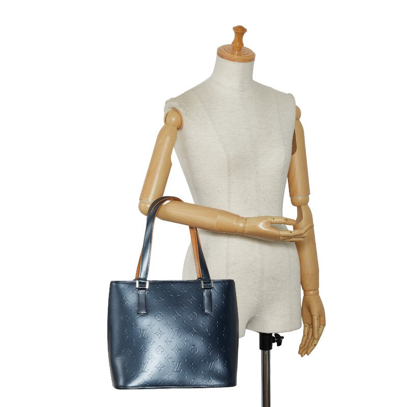 Louis Vuitton Monogram Matt Stockton Handbag M55115 Blue Leather  Louis Vuitton