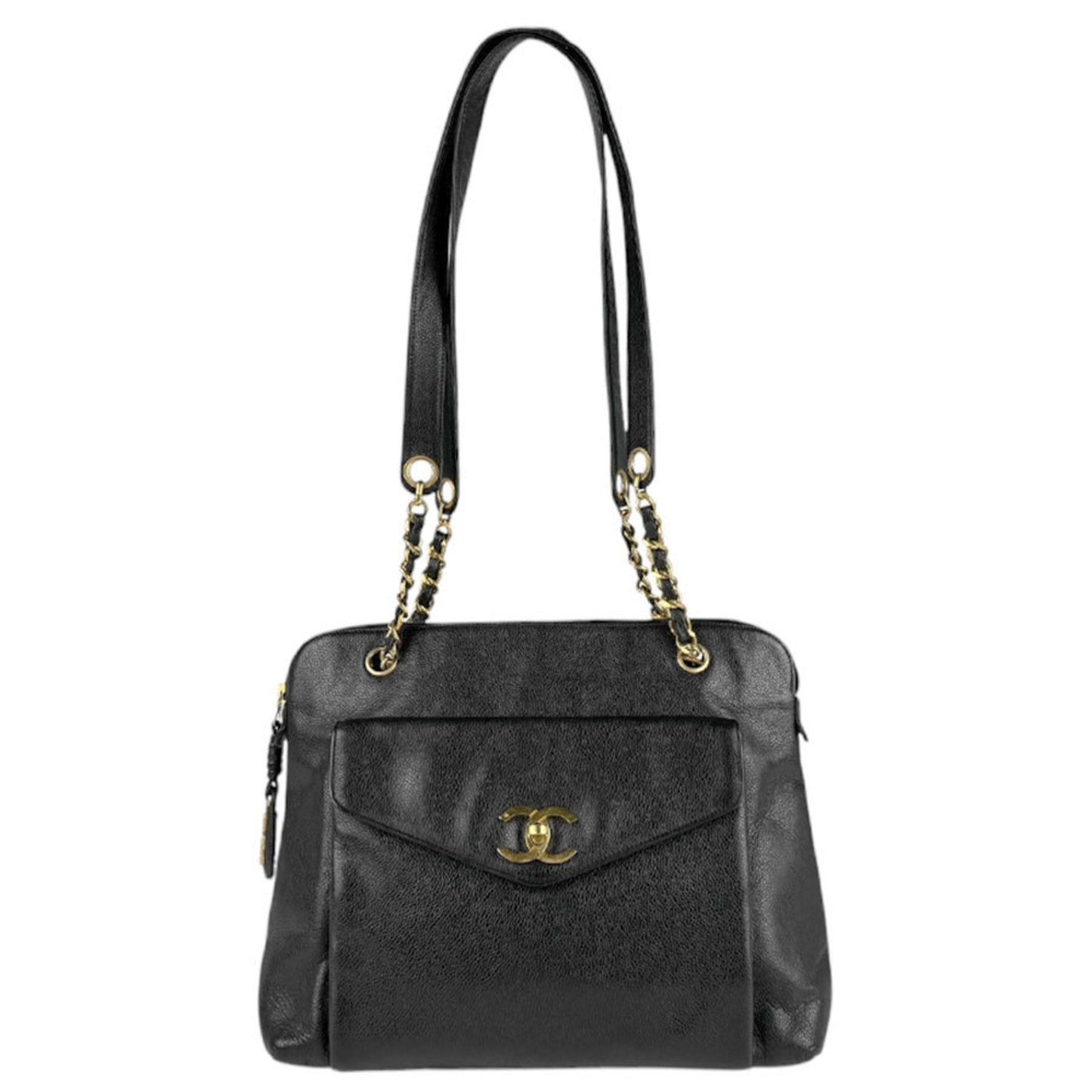 Chanel Elegant Leather Handbag with Subtle Scratch and Wear Detailing