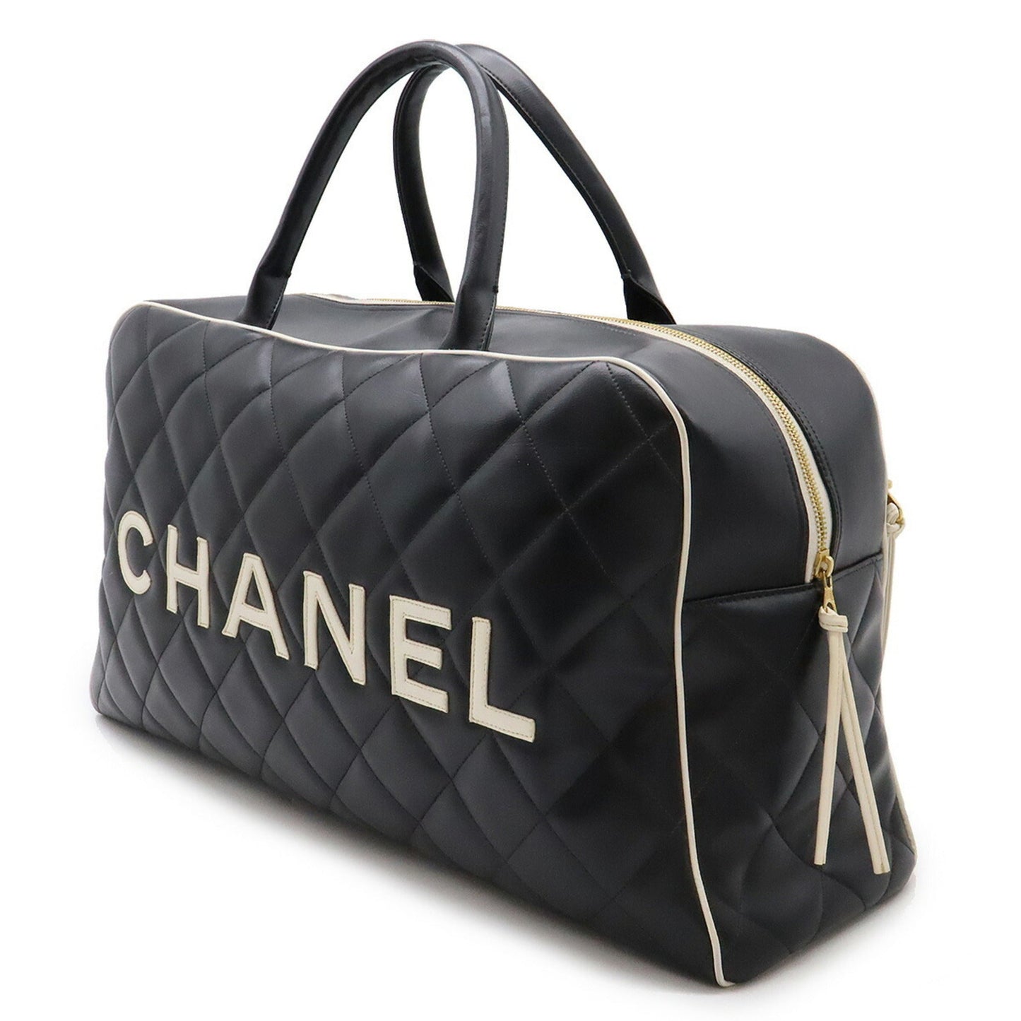 Chanel Luxury Leather Bowling Bag with Good Condition and Slight Scratches
