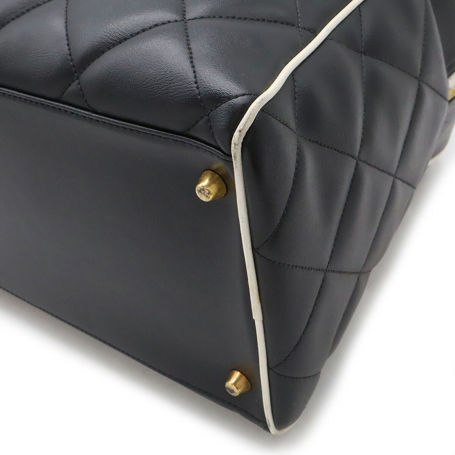 Chanel Luxury Leather Bowling Bag with Good Condition and Slight Scratches