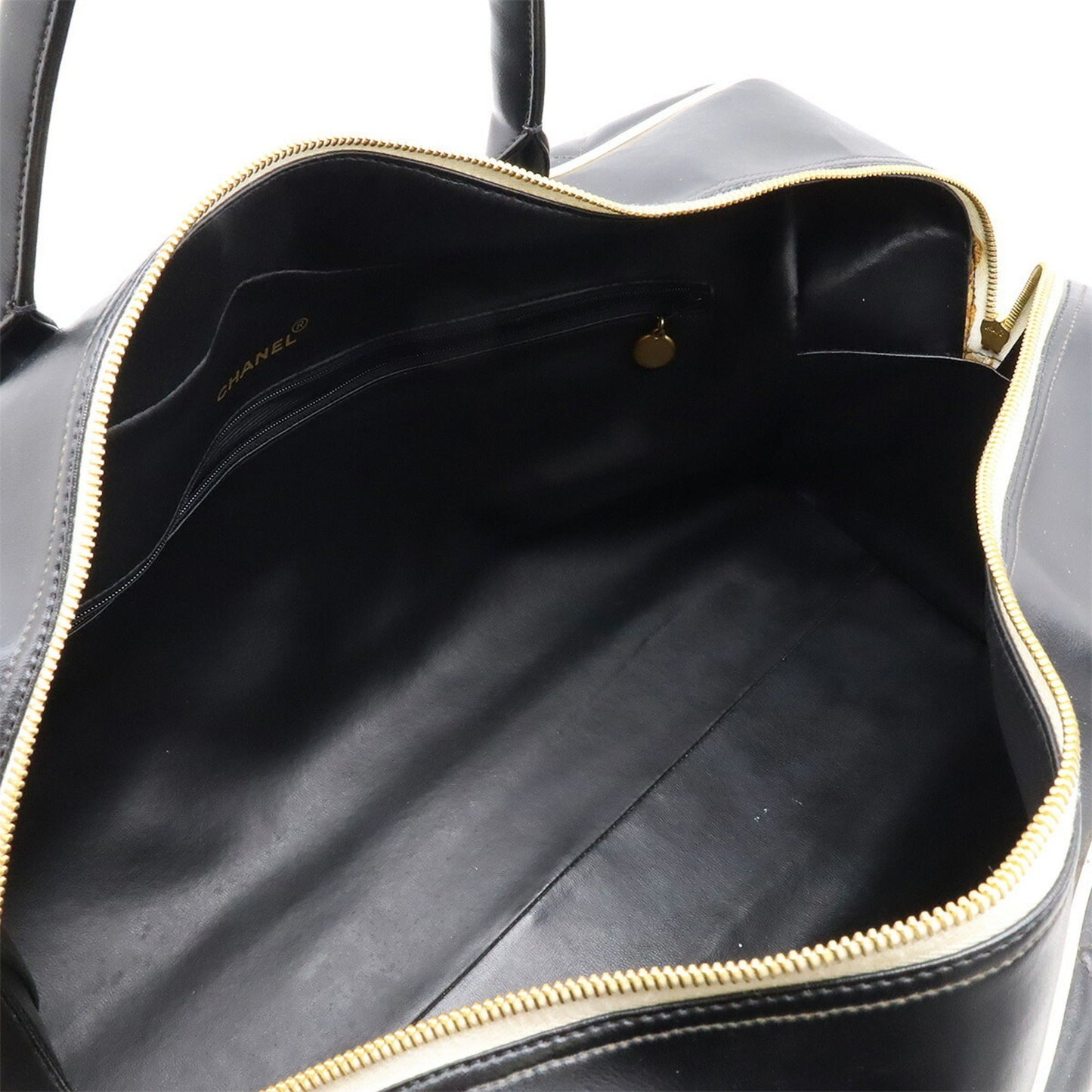 Chanel Luxury Leather Bowling Bag with Good Condition and Slight Scratches
