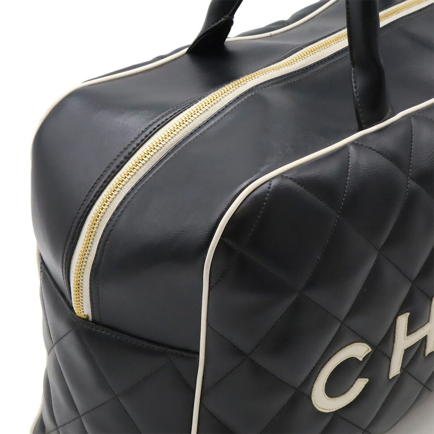 Chanel Luxury Leather Bowling Bag with Good Condition and Slight Scratches