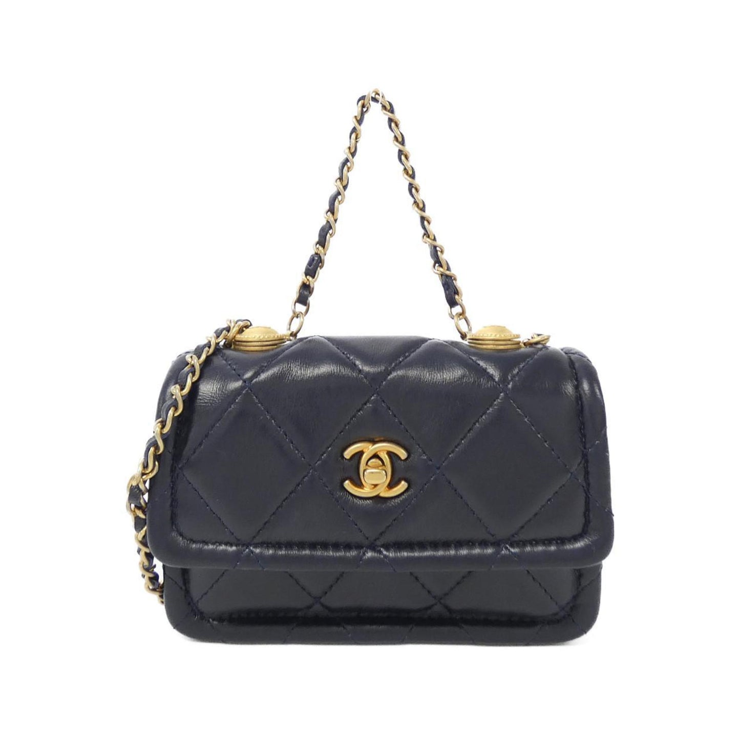 Chanel Emerald Material Handbag with Dust Bag and  Card