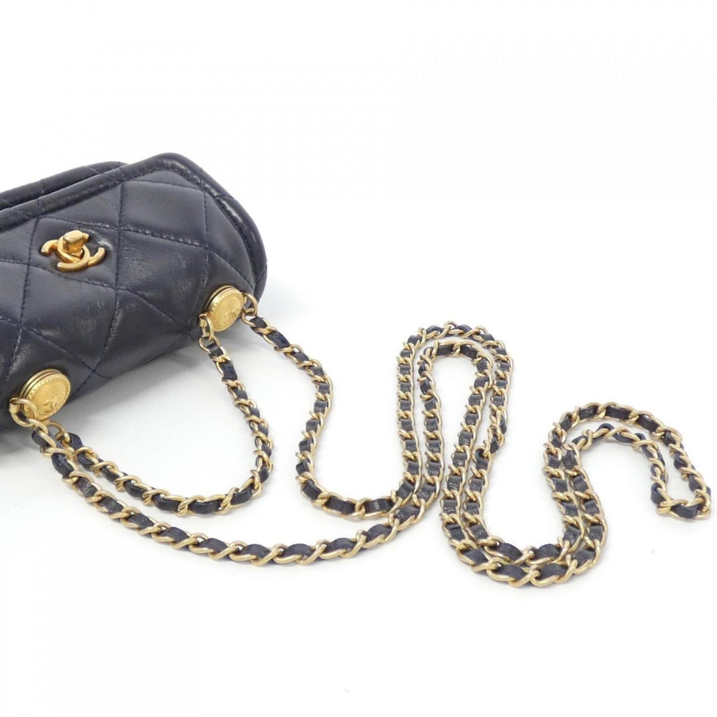 Chanel Emerald Material Handbag with Dust Bag and  Card