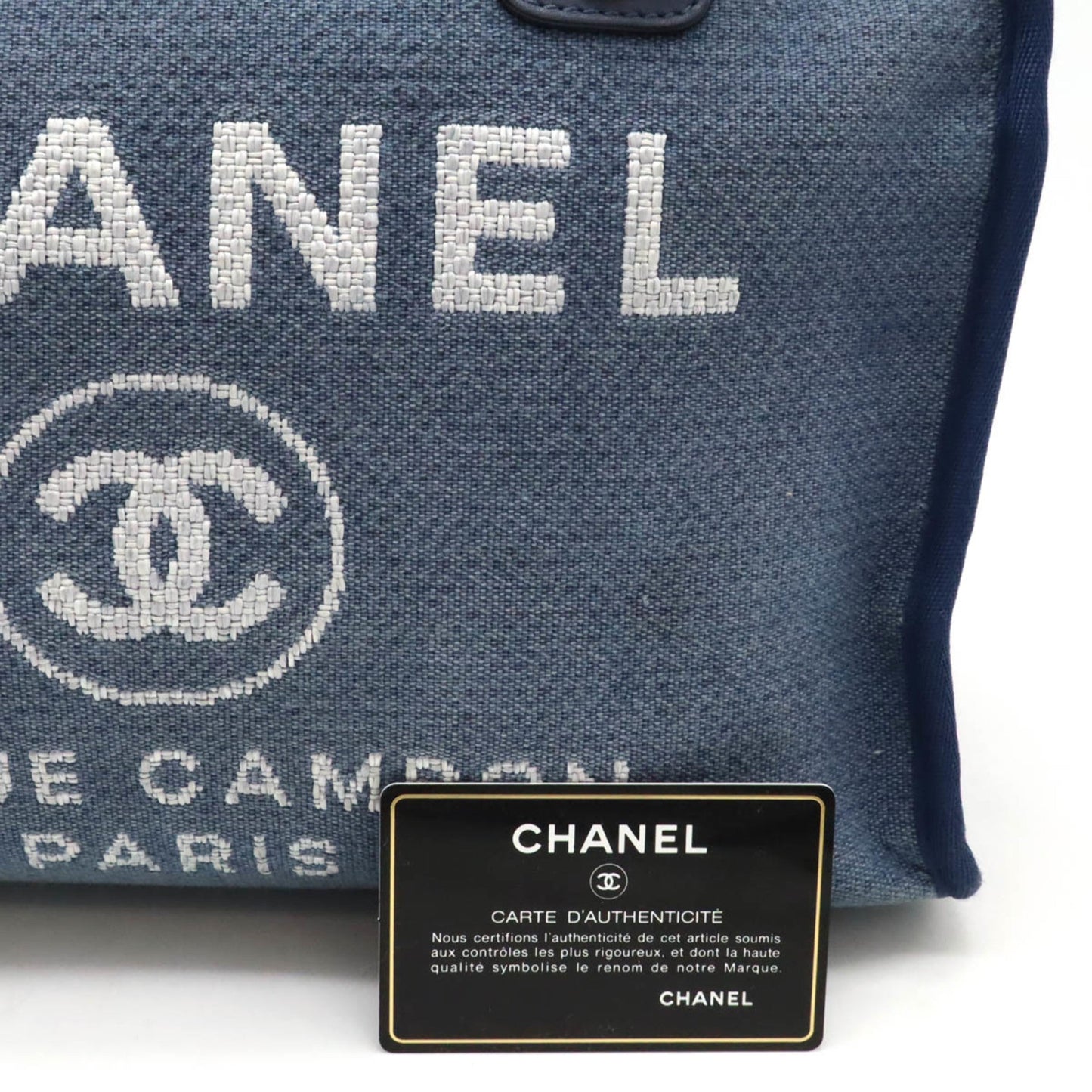 Chanel Denim Tote Bag with  Card and Slight Wear