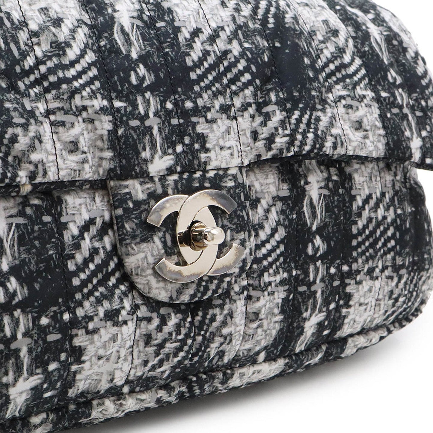 Chanel Tweed Single Flap Bag with Box and Accessories