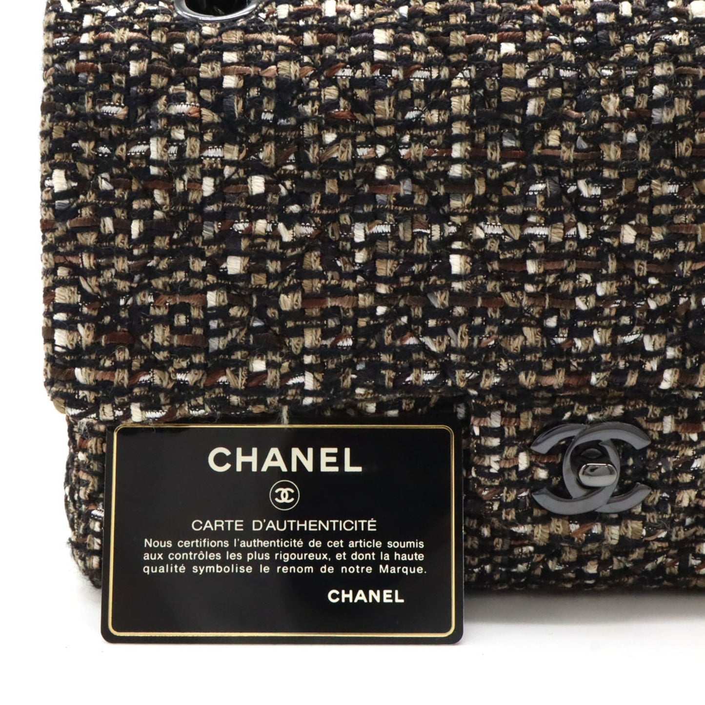 Chanel Timeless Tweed Bag with Dust Bag and  Card