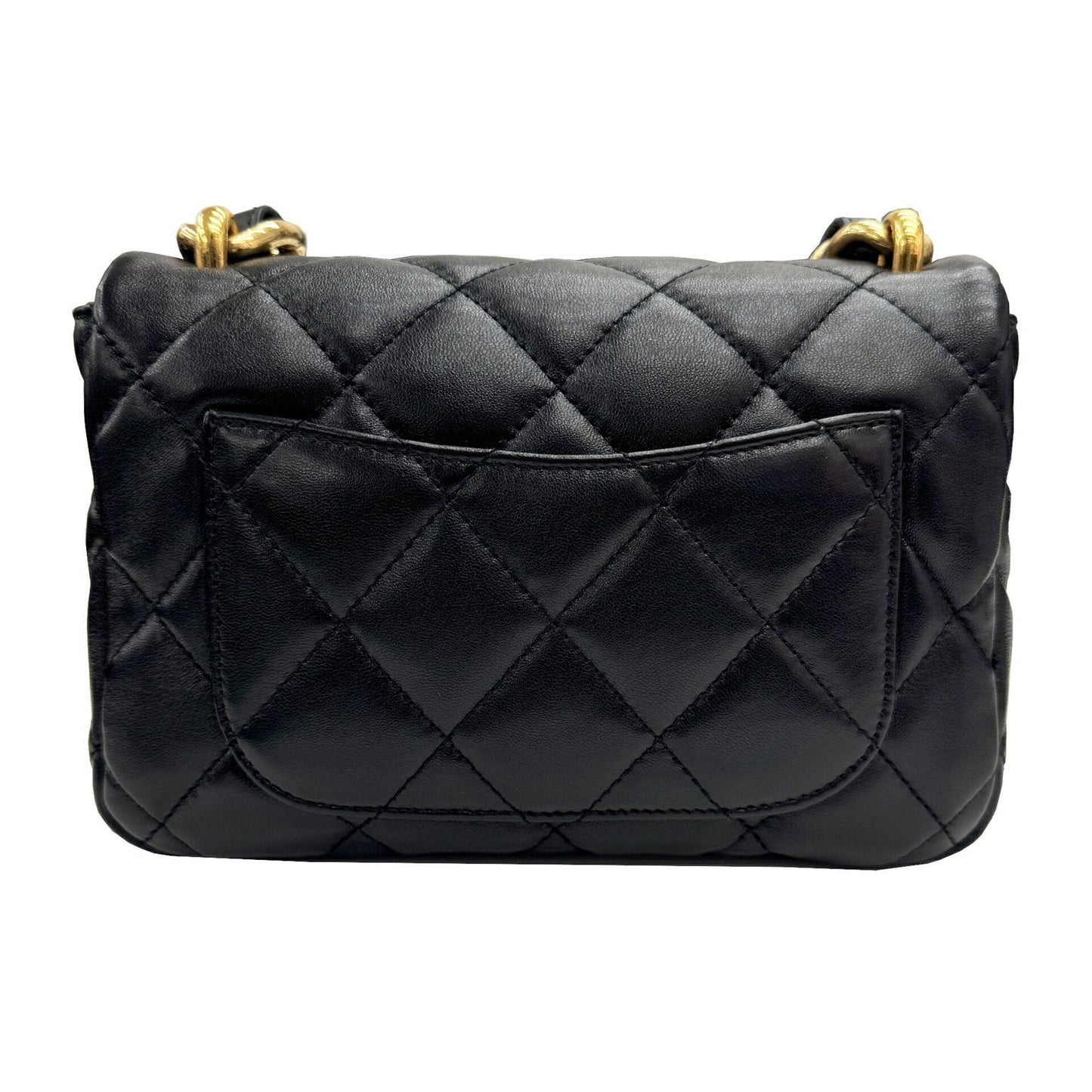 Chanel Leather Single Flap Bag with Dust Bag and Metal Fittings
