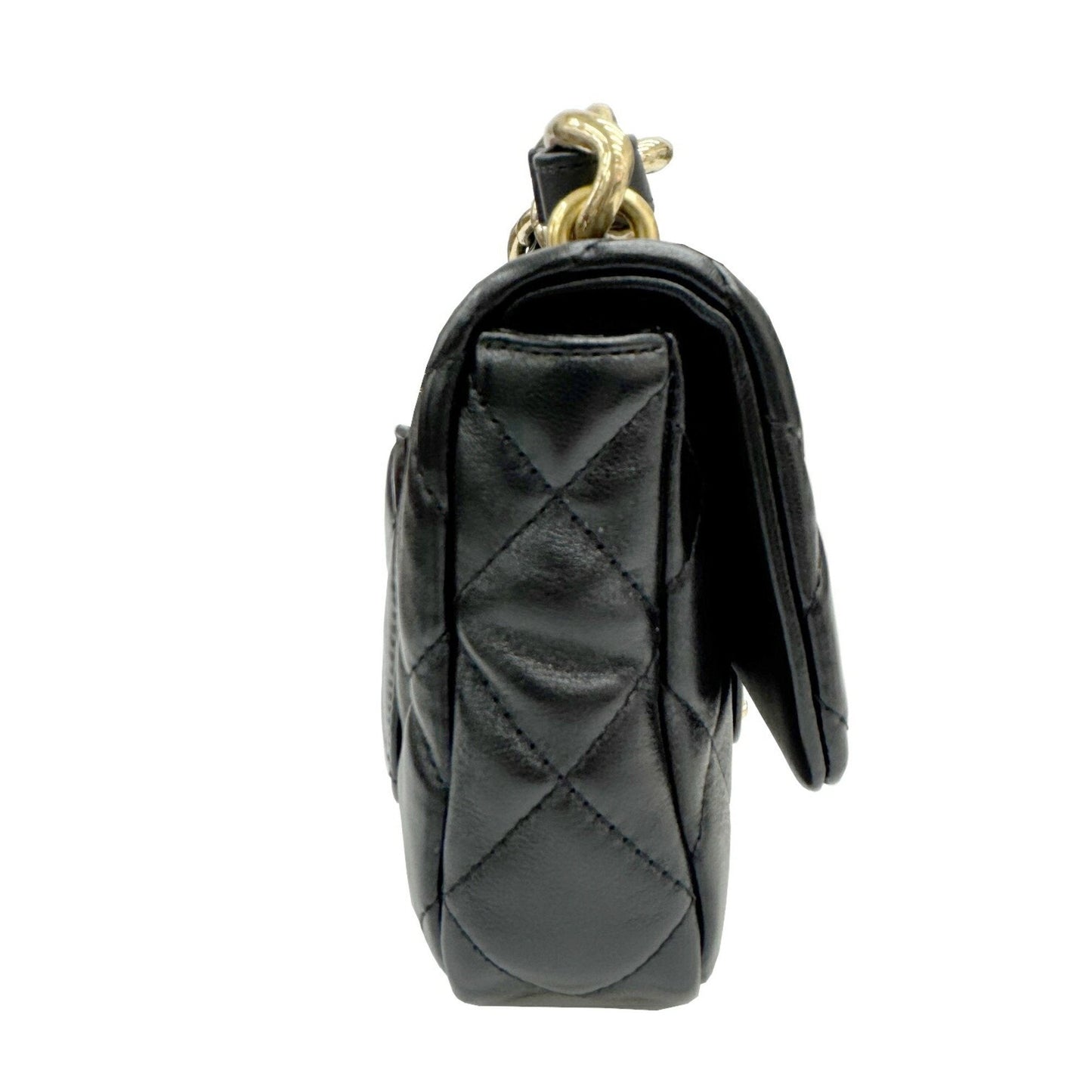 Chanel Leather Single Flap Bag with Dust Bag and Metal Fittings