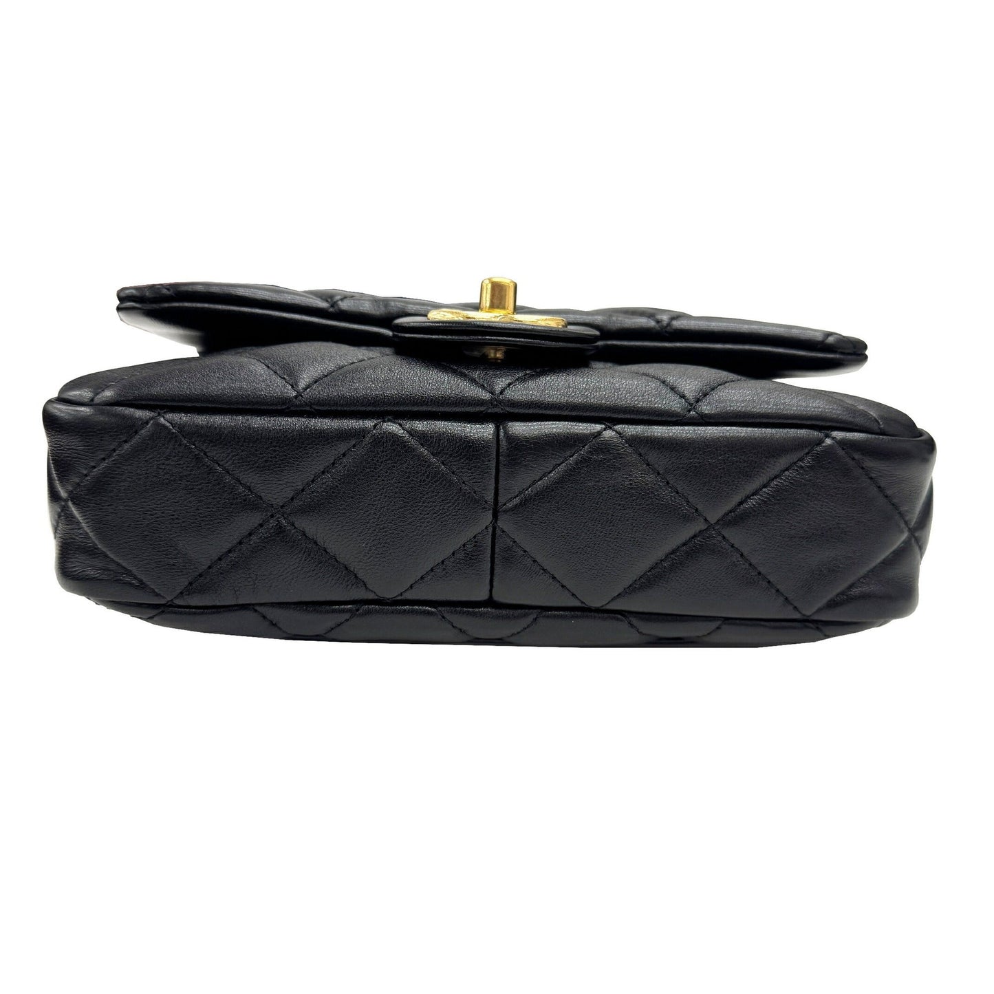 Chanel Leather Single Flap Bag with Dust Bag and Metal Fittings